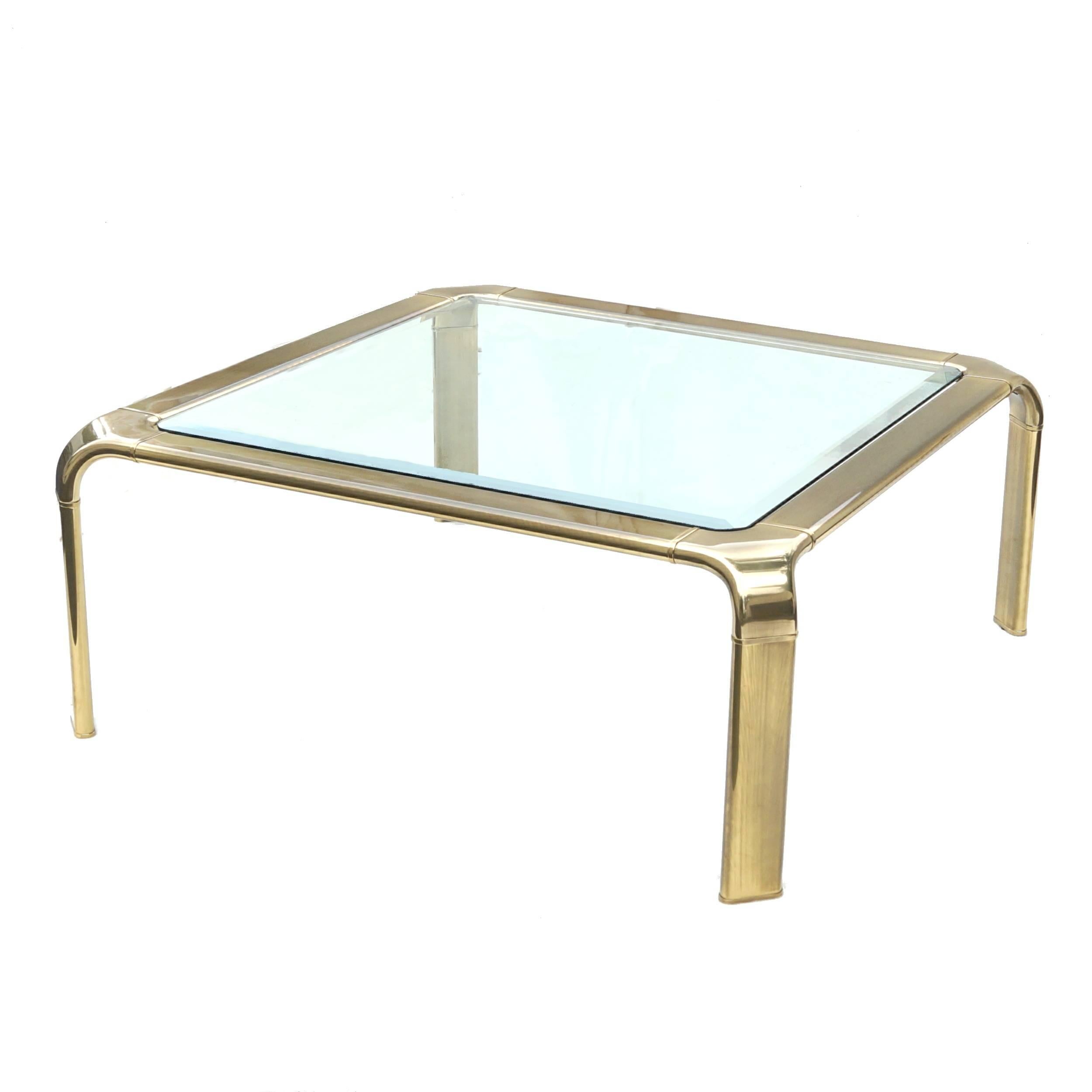 Other Mastercraft Modern Hollywood Regency Brass and Glass Coffee Cocktail Table For Sale