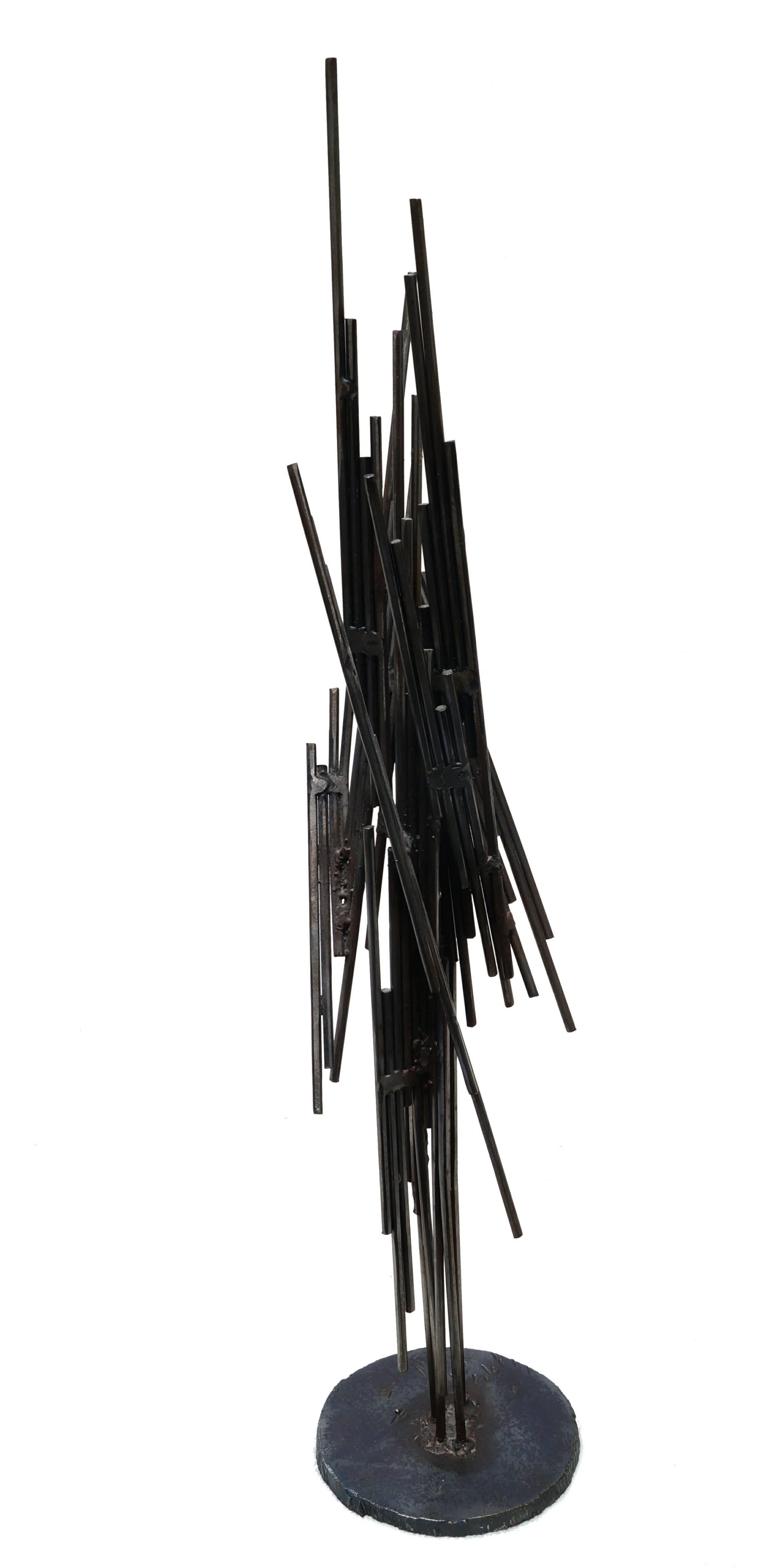 American Silas Seandel Mid-Century Brutalist Mixed Metal Tabletop Sculpture, 1973