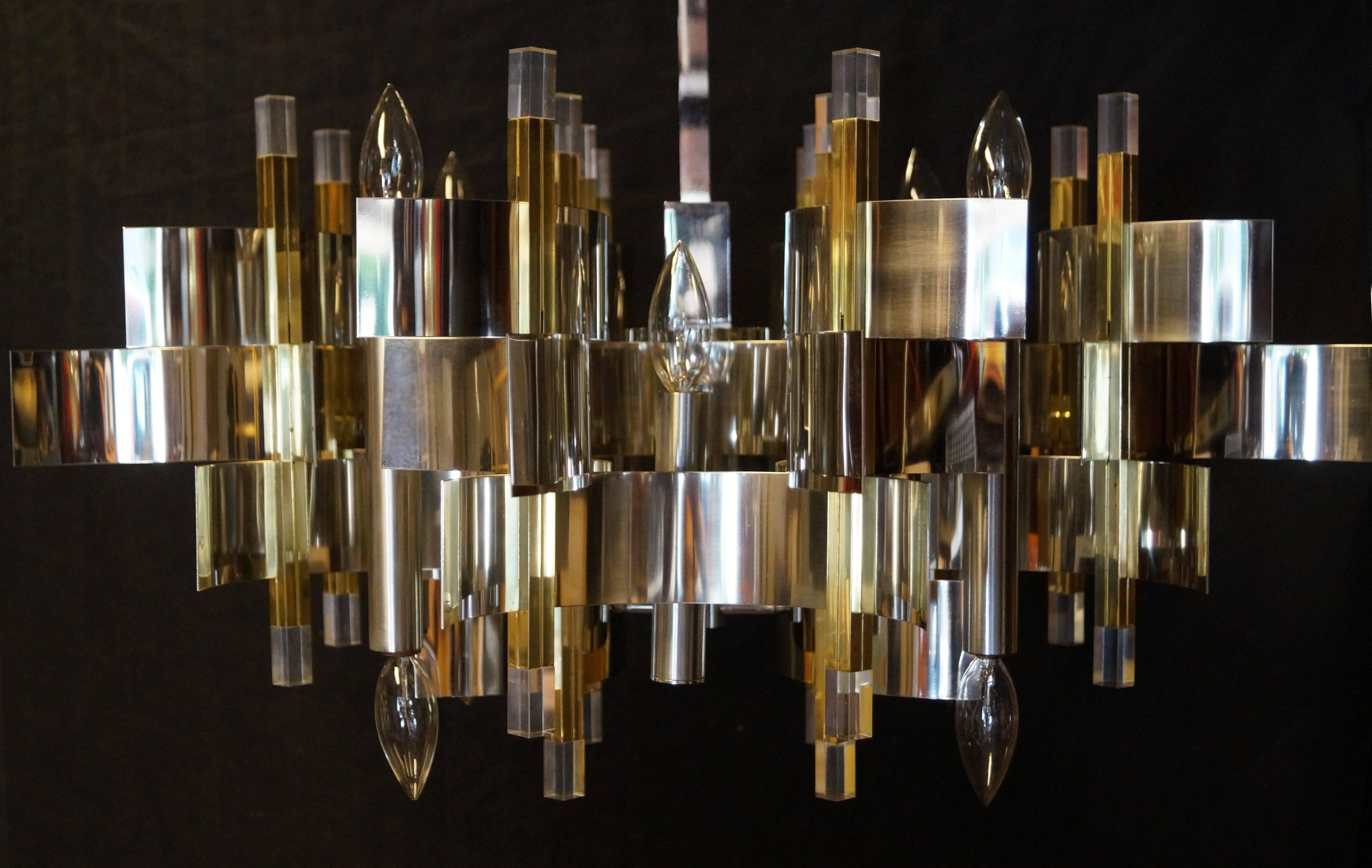 Mid-20th Century Mid-Century Modern Chandelier Ceiling Light Lamp Gaetano Sciolari