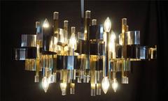 Plafonnier de style mi-siècle moderne, lampe de plafond Gaetano Sciolari