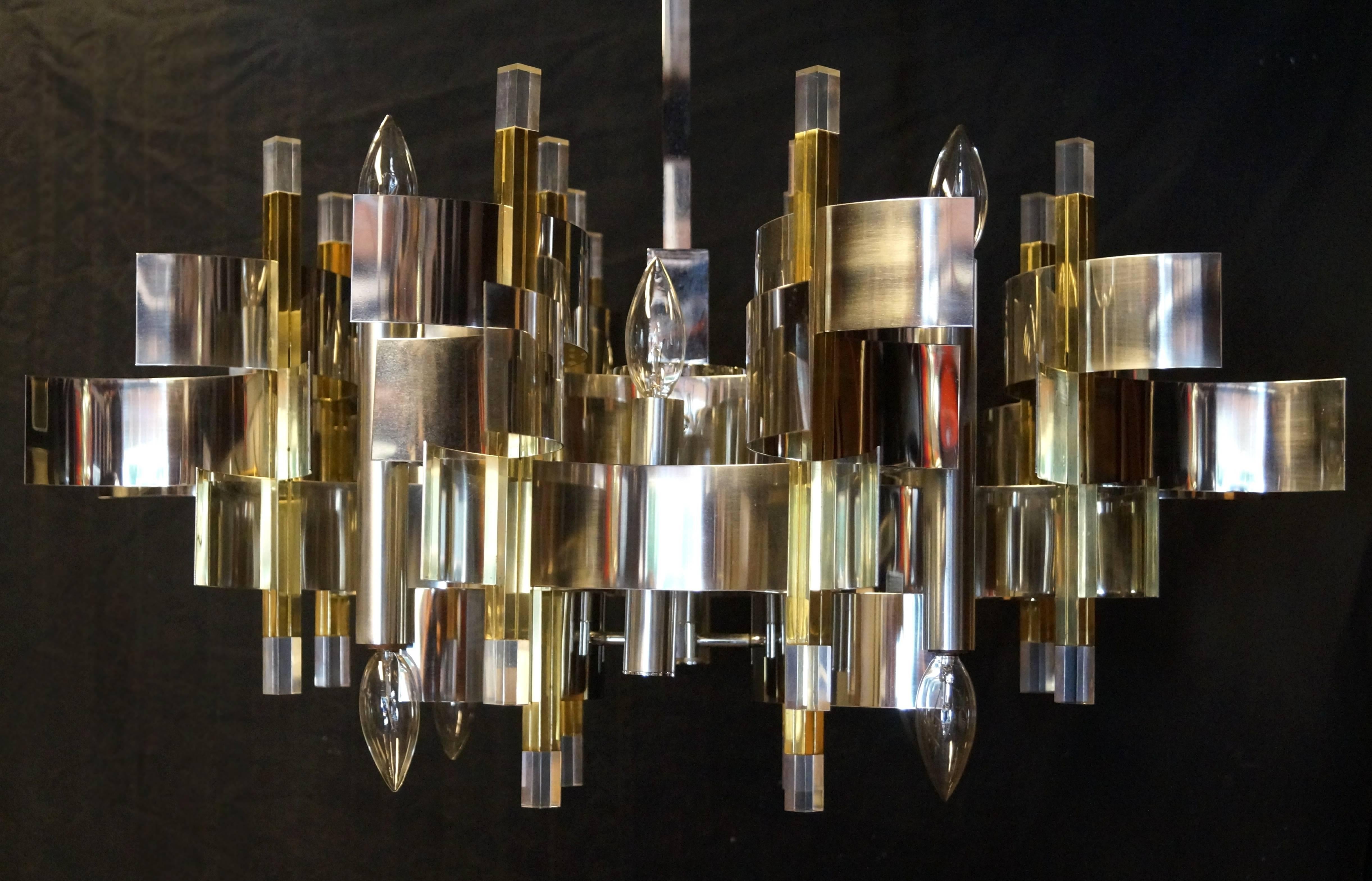 Mid-Century Modern Chandelier Ceiling Light Lamp Gaetano Sciolari 1