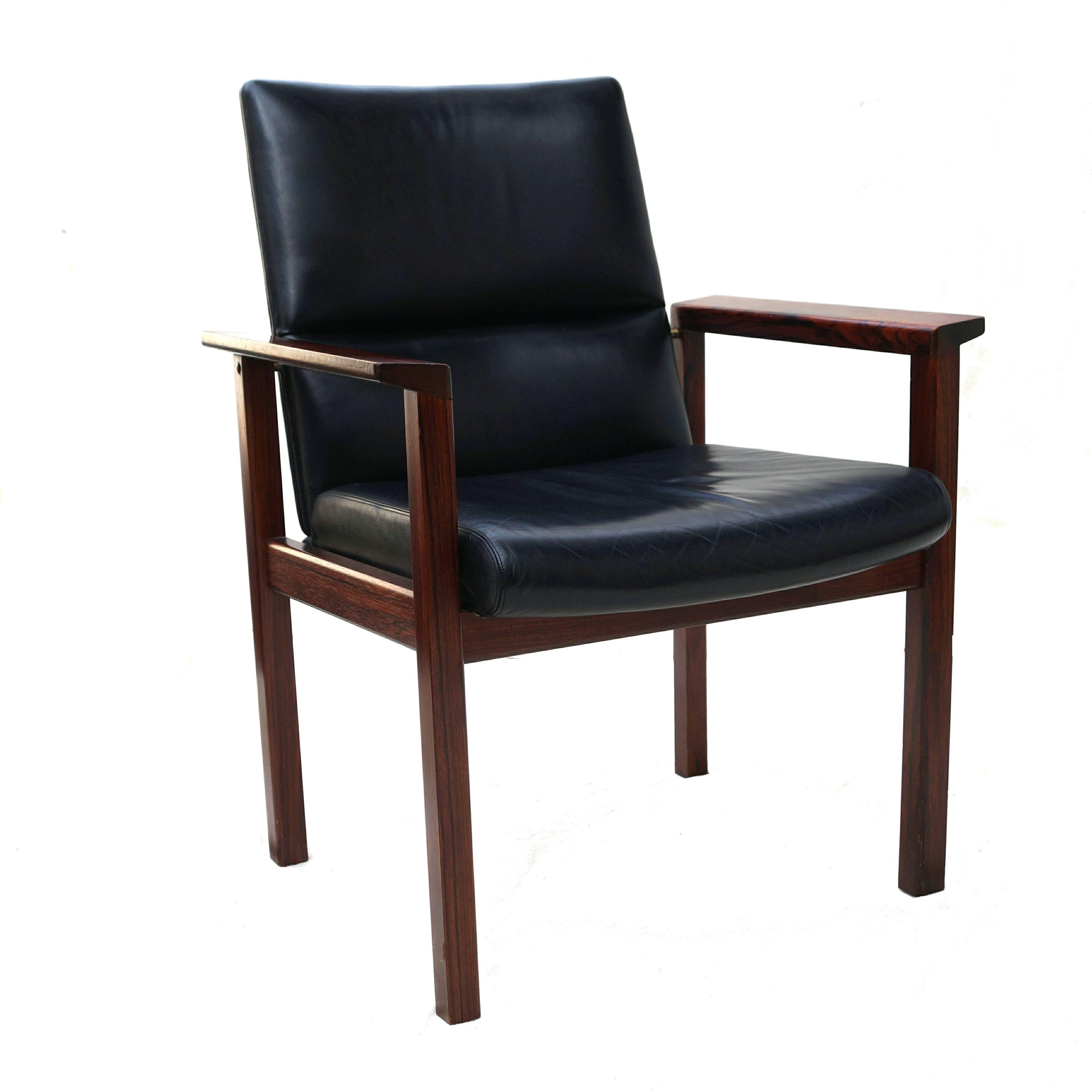 Mid-Century Modern Mid-Century Danish Modern Rosewood Desk Office Side Chair Armchair For Sale