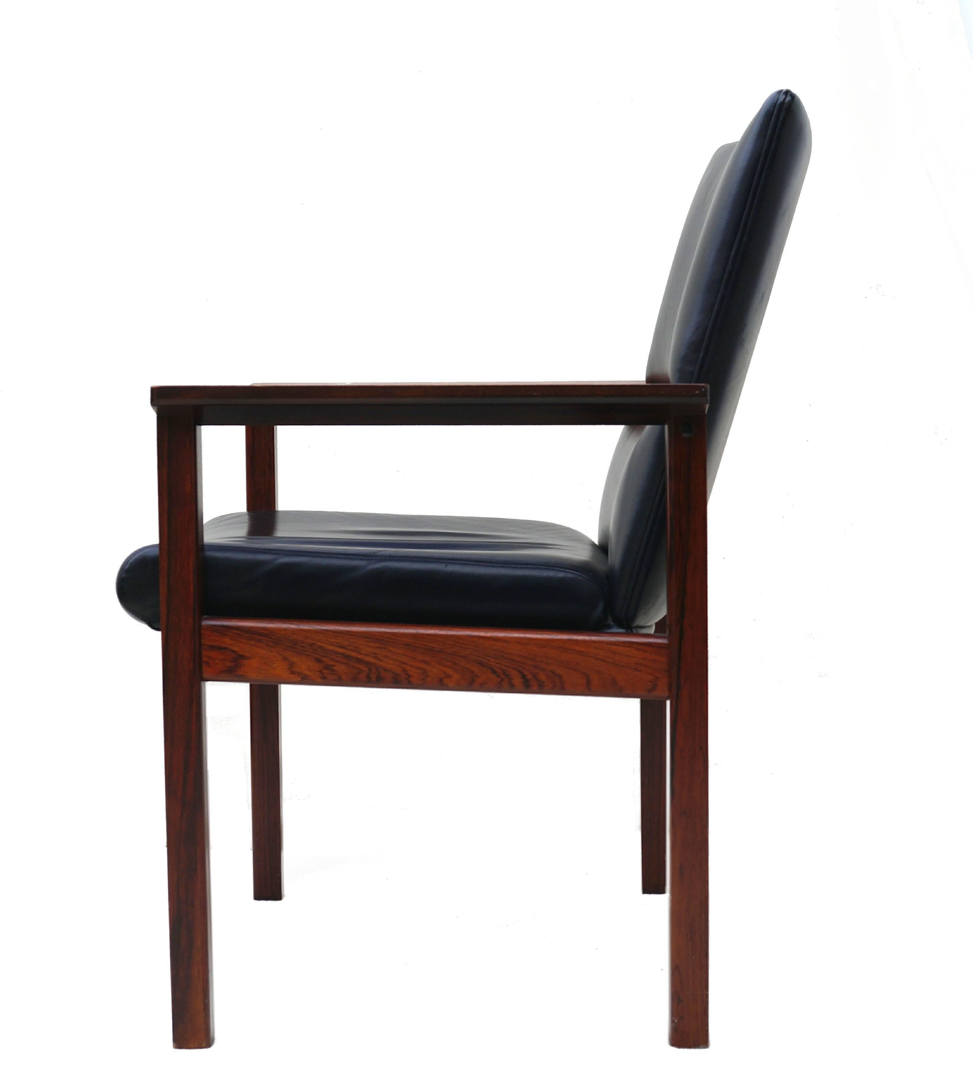 Late 20th Century Mid-Century Danish Modern Rosewood Desk Office Side Chair Armchair  For Sale