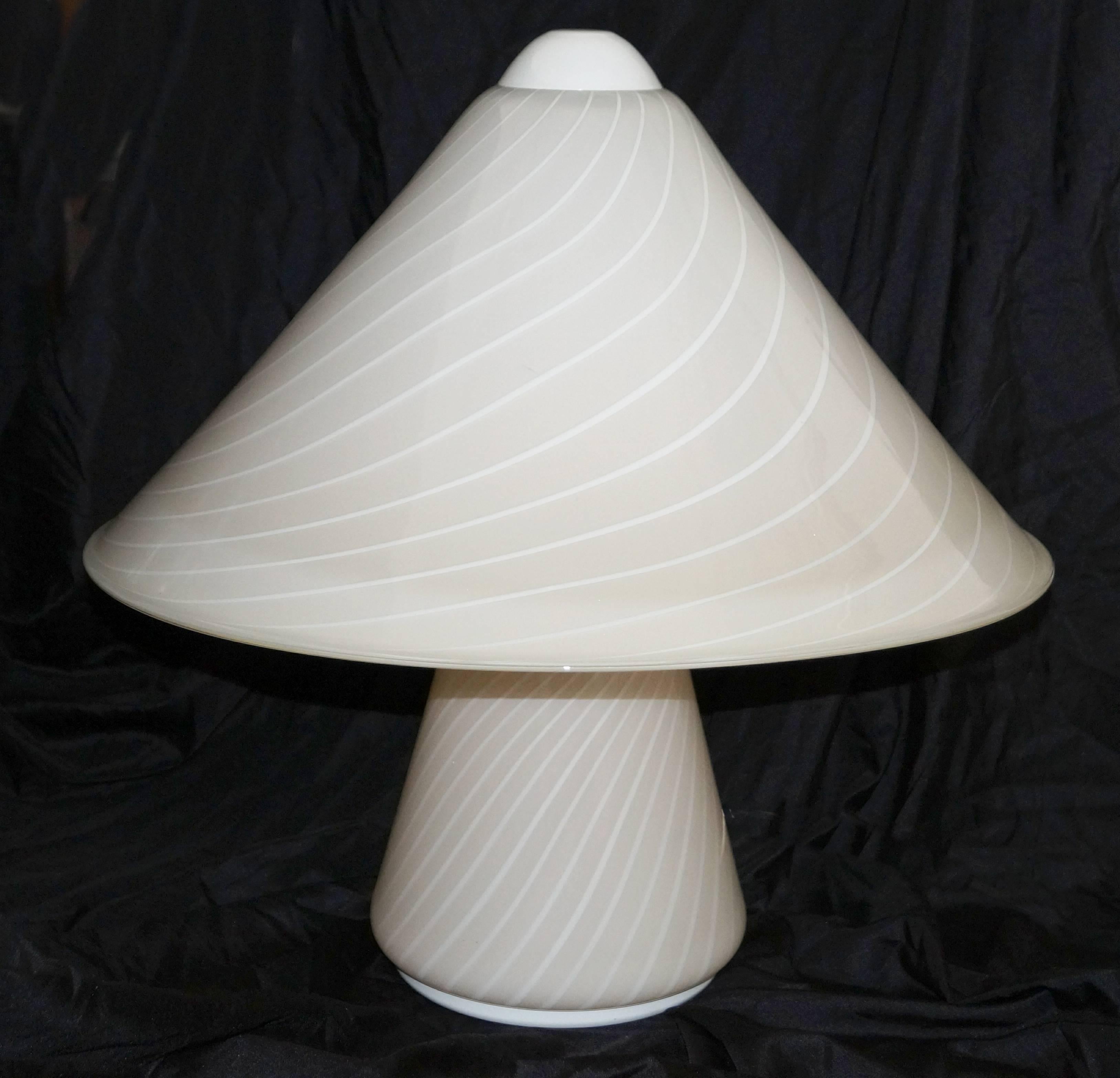 Modern Pair of Large Murano Swirl Glass Table Lamps
