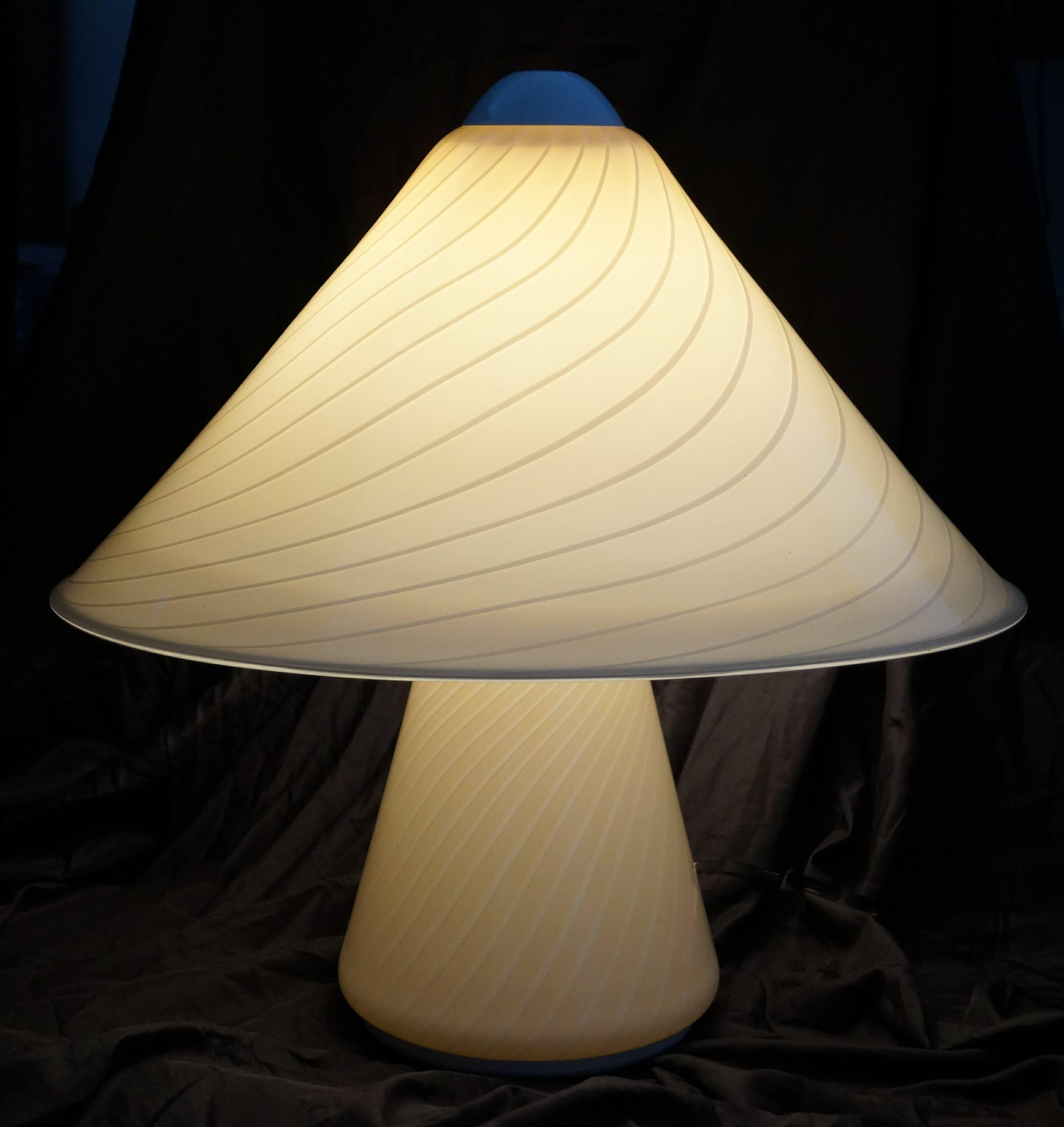Italian Pair of Large Murano Swirl Glass Table Lamps