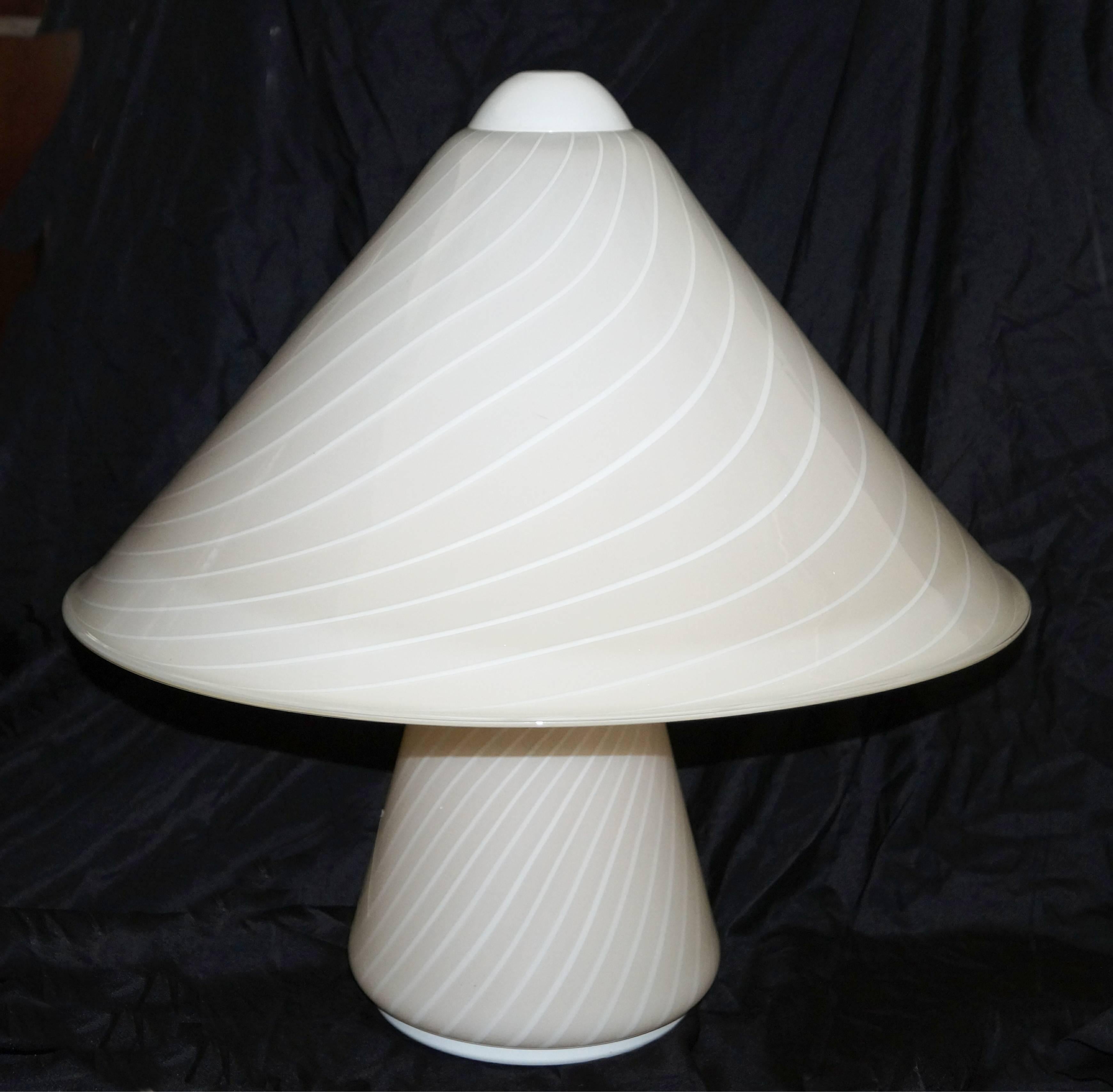 Pair of Large Murano Swirl Glass Table Lamps In Good Condition In Wayne, NJ