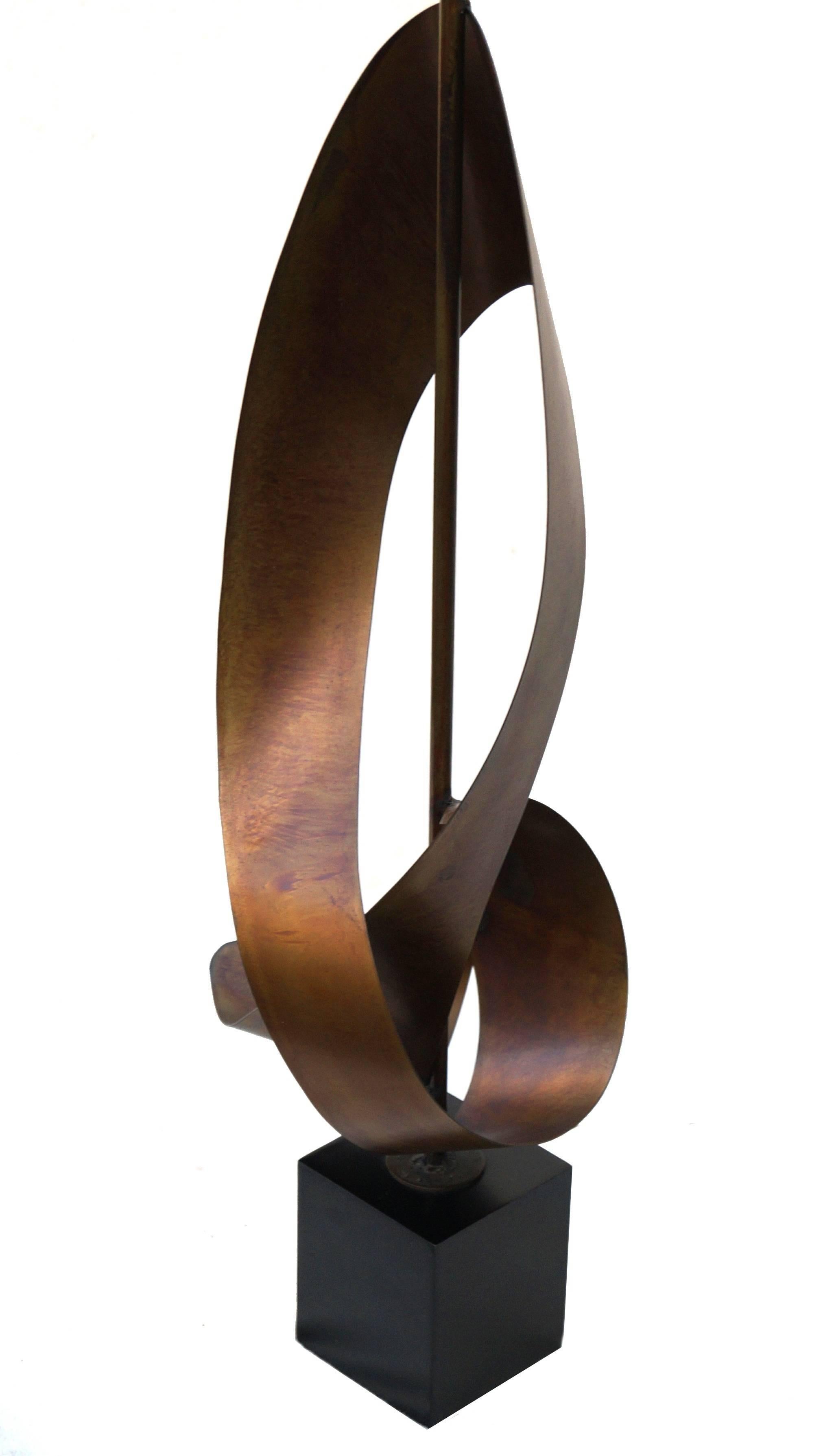 American Pair of Large Harry Balmer for Laurel Lamp Sculptural Metal Ribbon Lamps