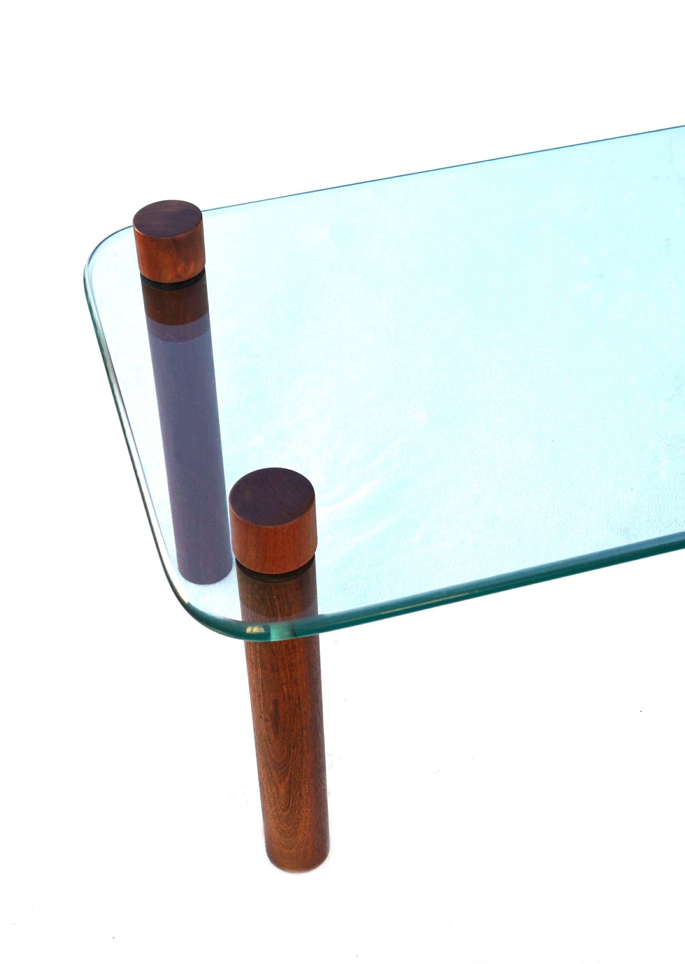 Other Mid-Century Cocktail Coffee Sofa Glass Table Attributed to Fabio Lenci