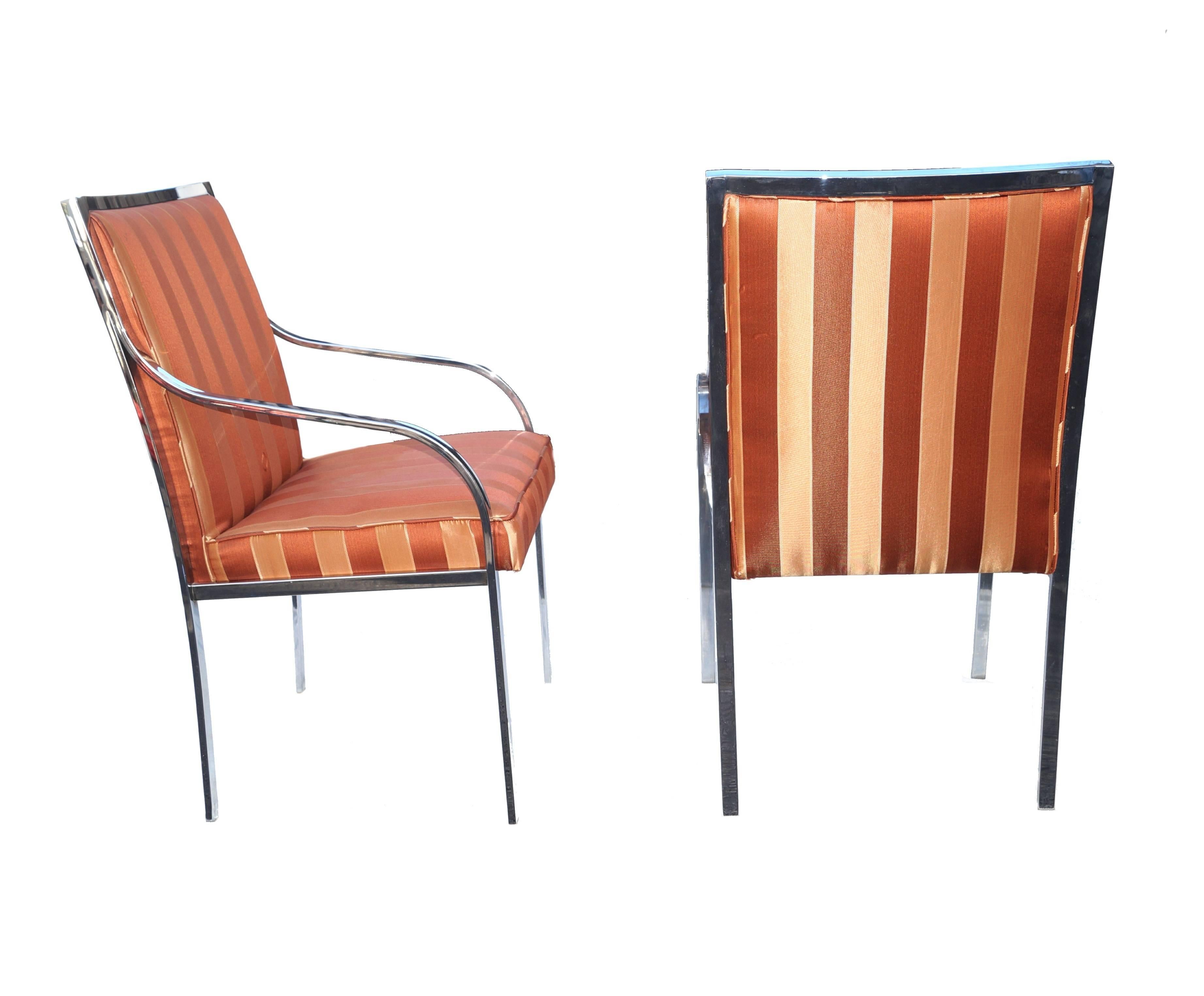 American Six Pierre Cardin Chrome Mid-Century Modern Dining Milo Baughman Style Chairs