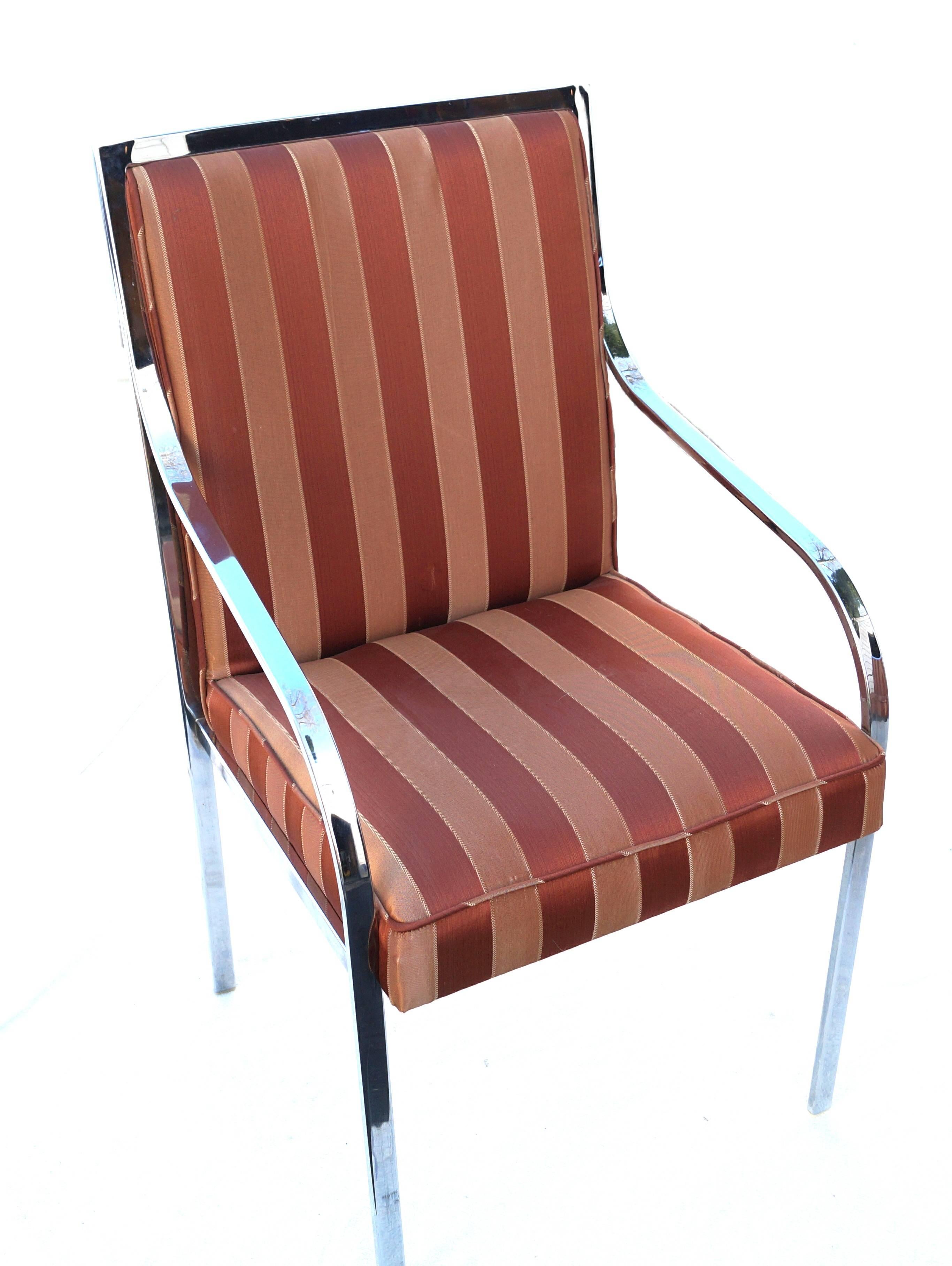 Six Pierre Cardin Chrome Mid-Century Modern Dining Milo Baughman Style Chairs In Good Condition In Wayne, NJ
