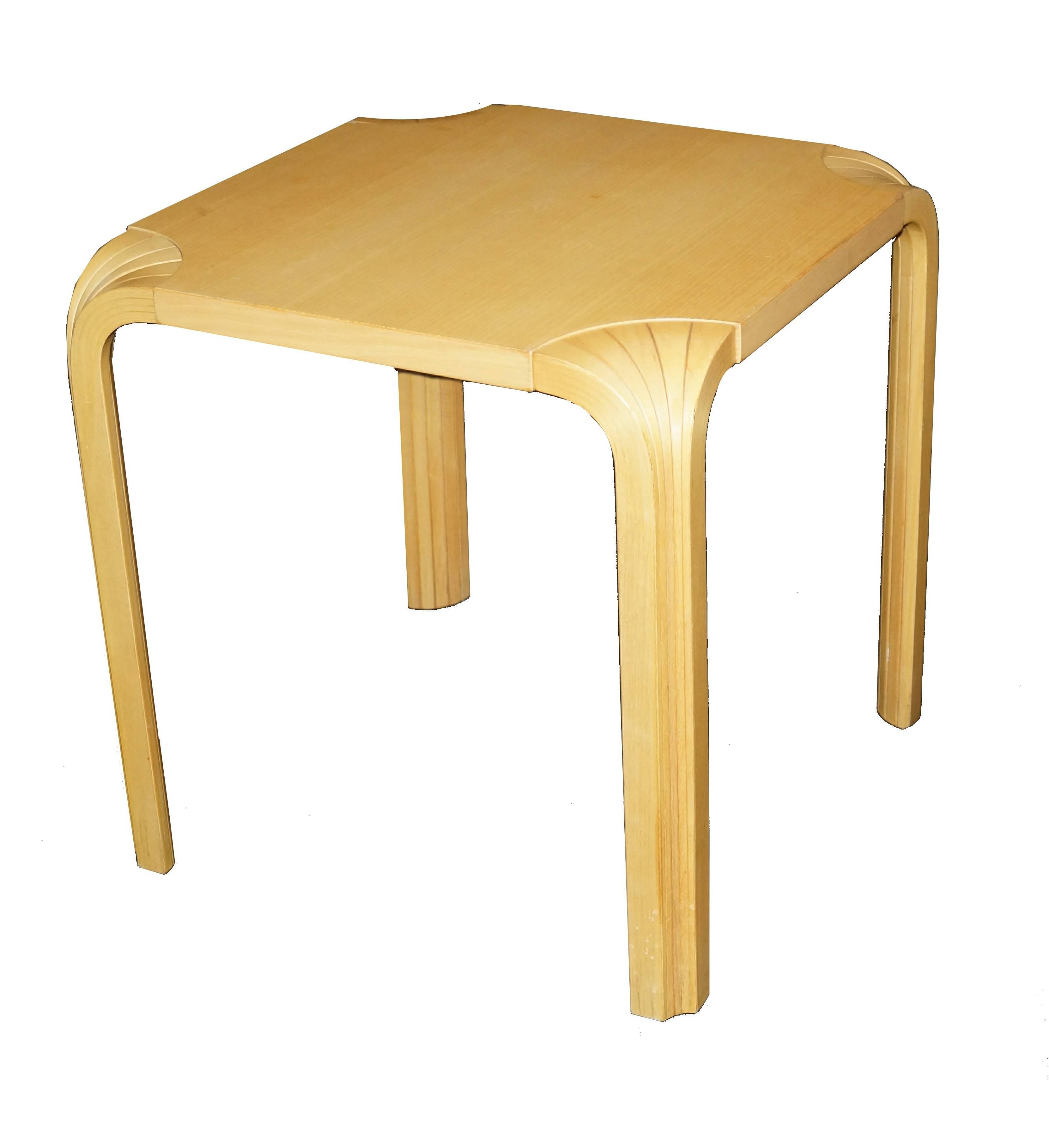 Finnish Two Pair of Alvar Aalto Vintage Fan Leg Nesting Stools or End Tables