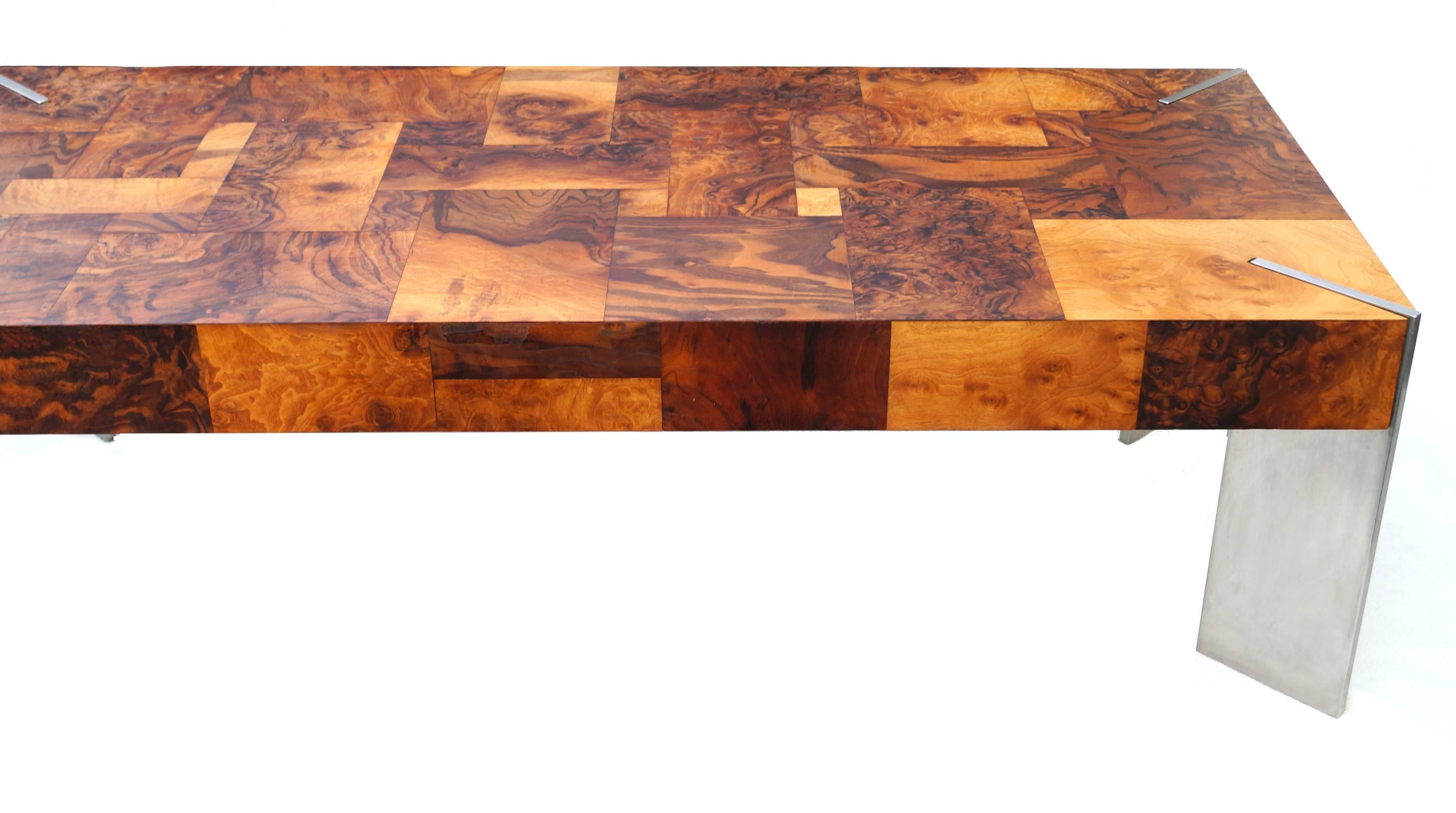 Burl Wood Patchwork Mid-Century Modern Coffee Sofa Table Style of Paul Evans 5