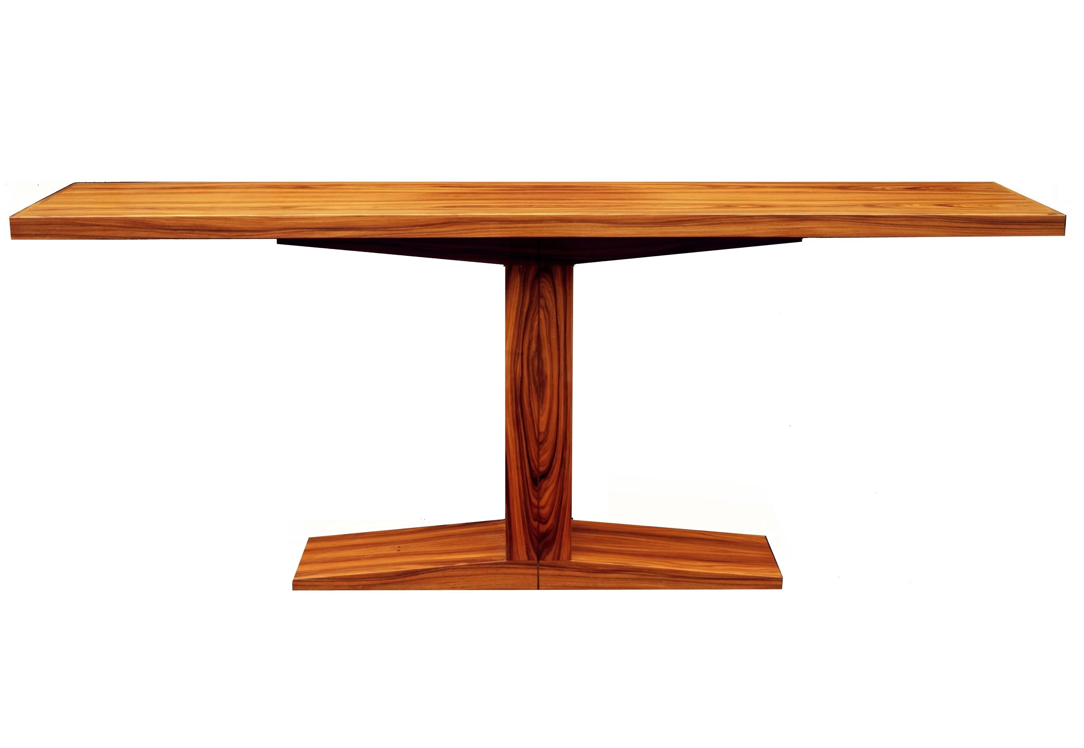Danish modern custom rosewood Santos laminate veneer console table.