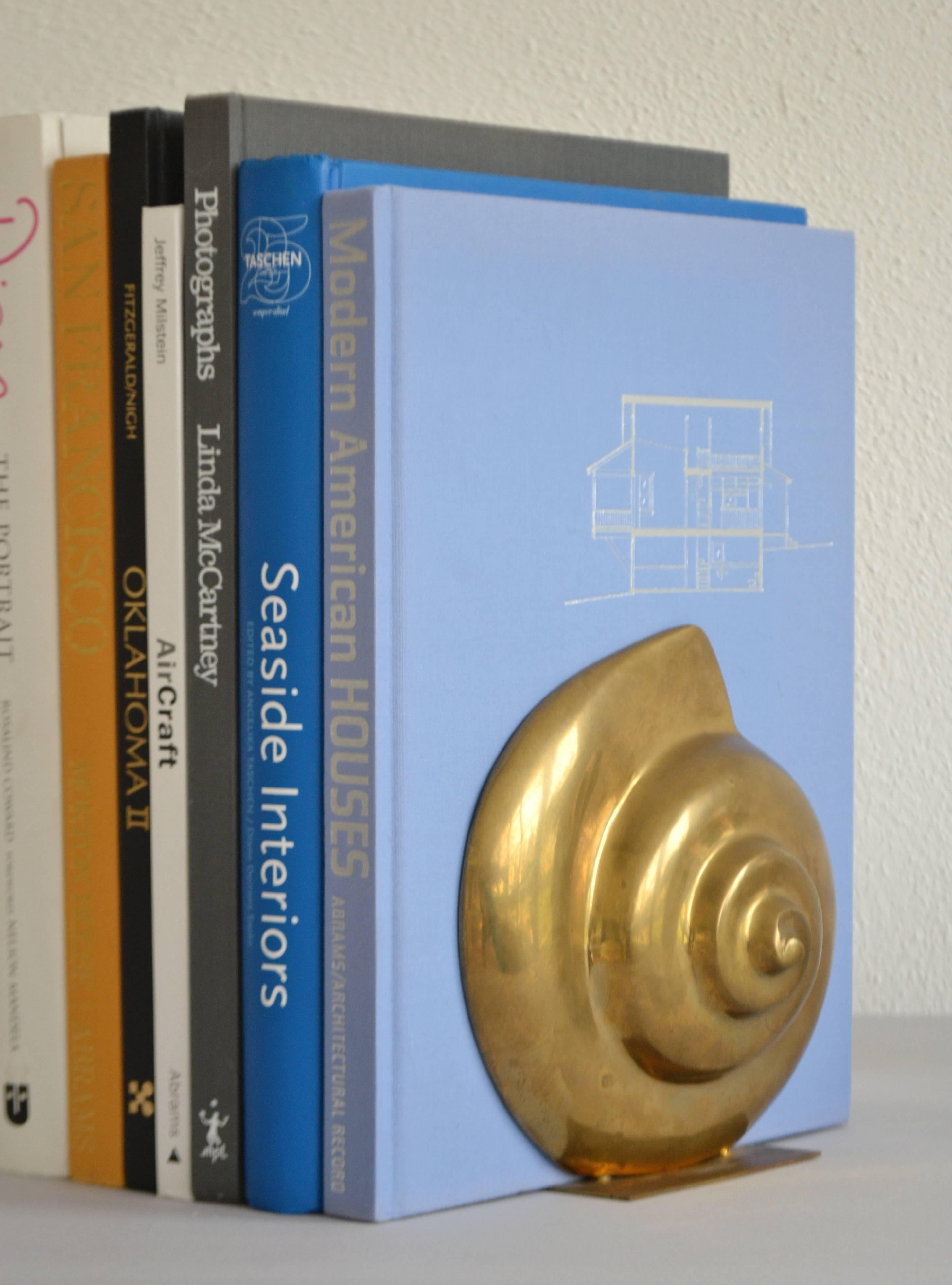 Pair of Brass Nautilus Form Bookends 1