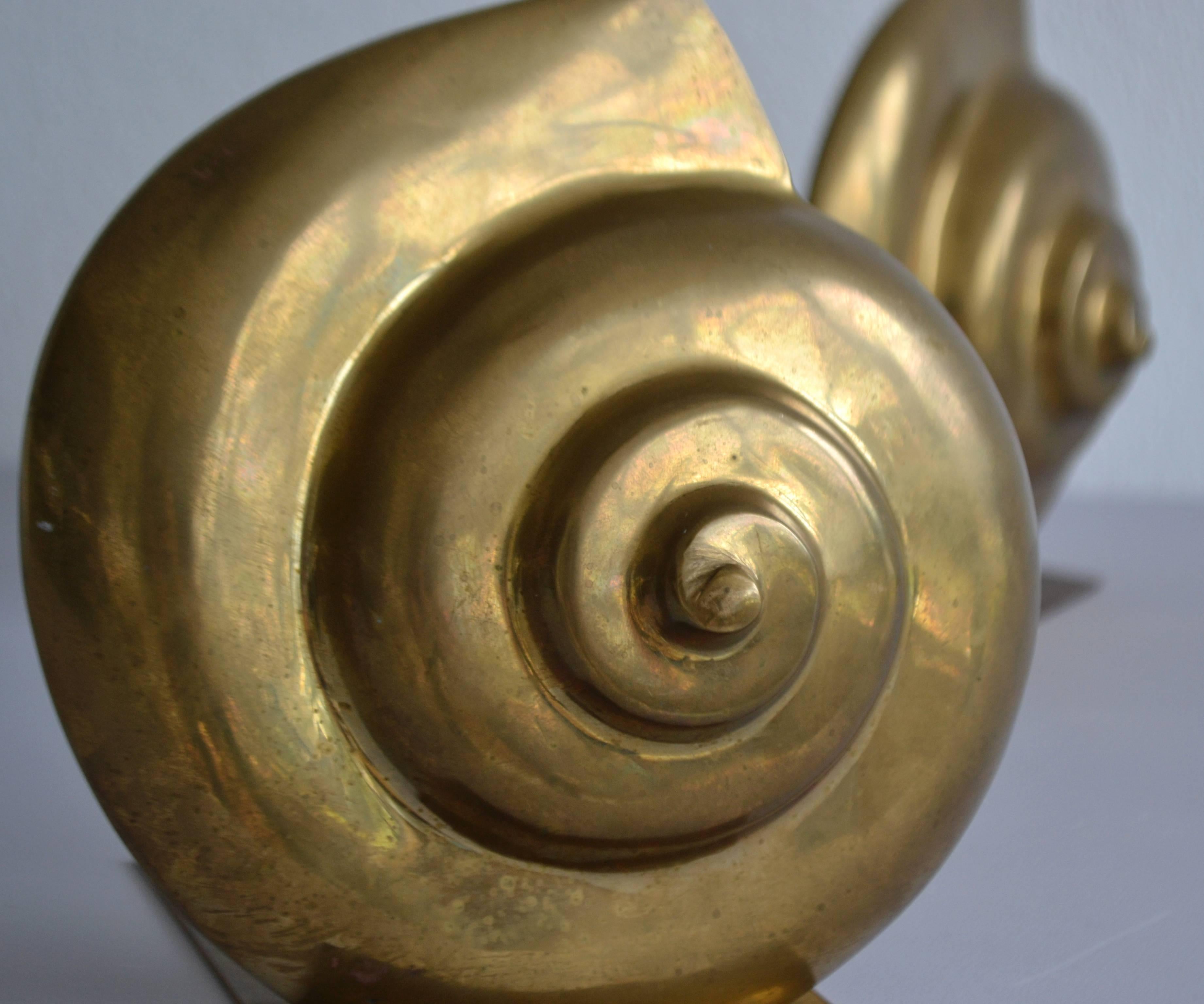 Pair of Brass Nautilus Form Bookends 2