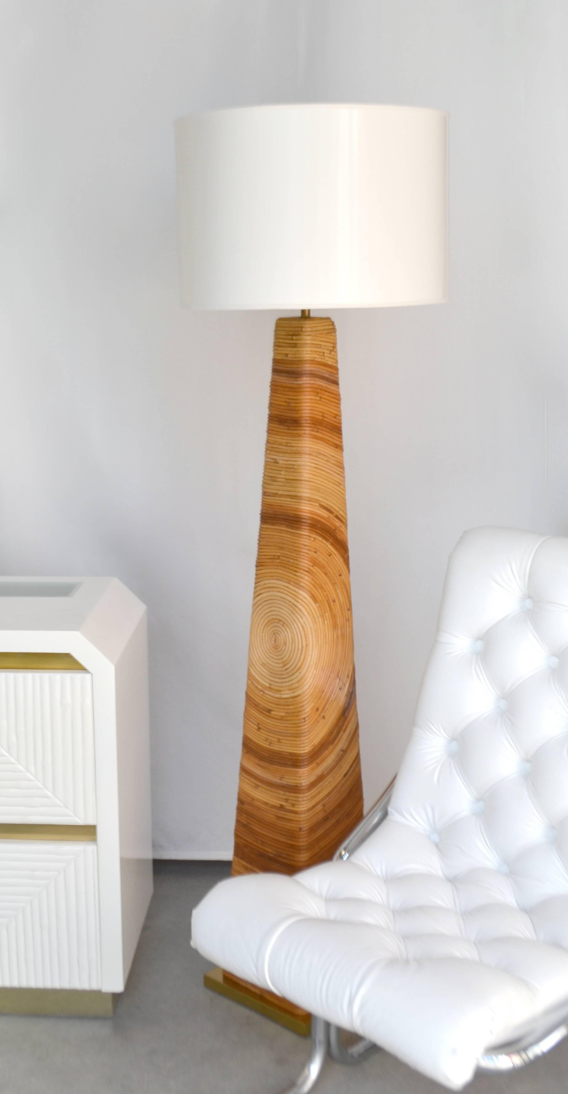 Midcentury Cut Reed Floor Lamp For Sale 3