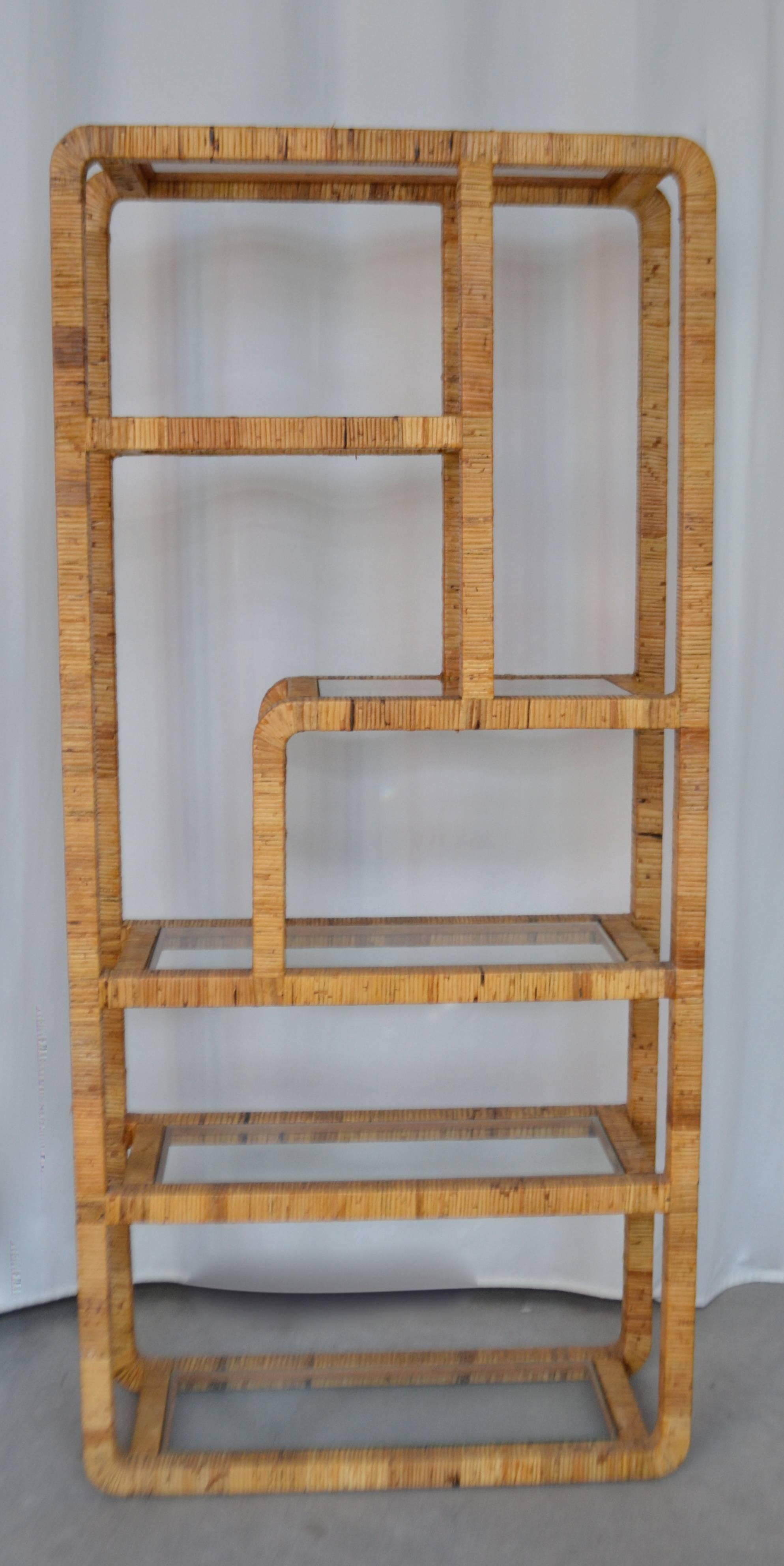 Mid-Century Rattan Bookcase at 1stDibs