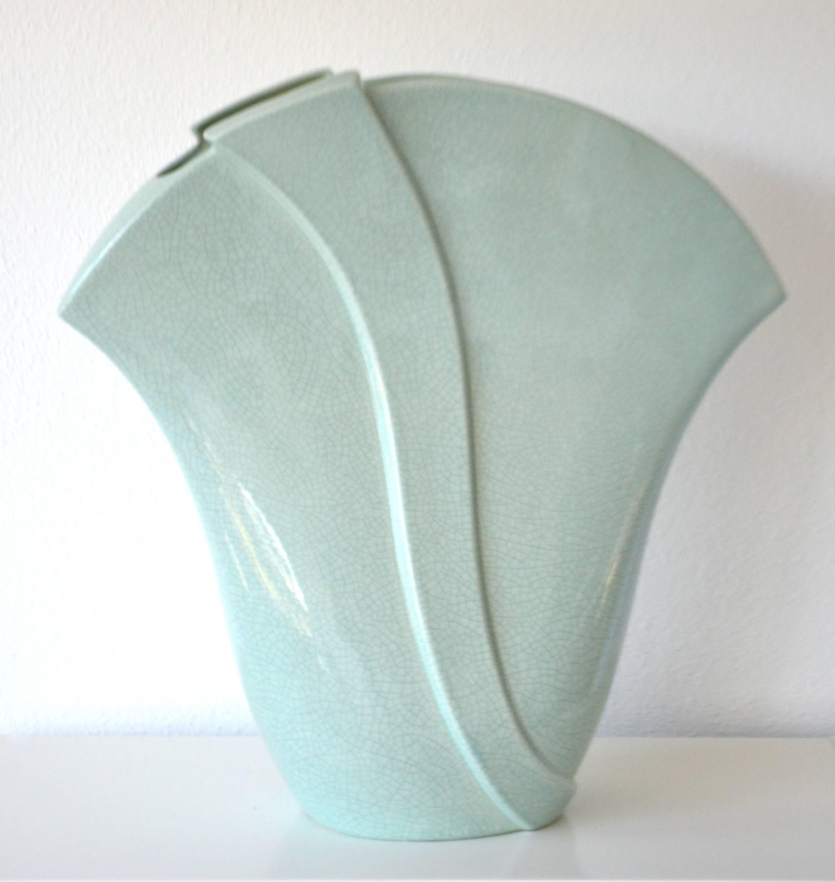 Post-Modern Postmodern Fan Form Ceramic Vase For Sale