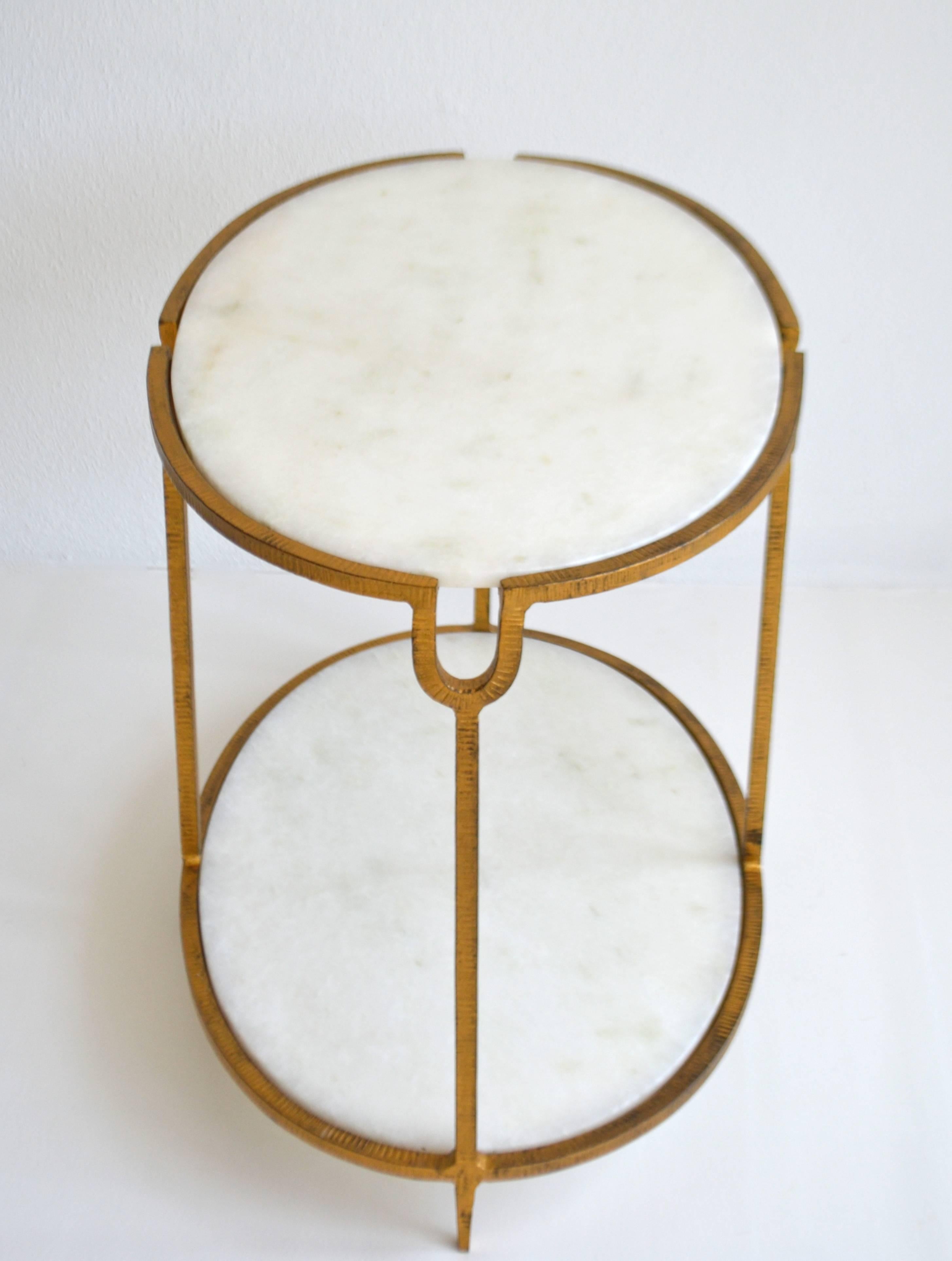 Late 20th Century Hollywood Regency Gilt Metal Side Table For Sale