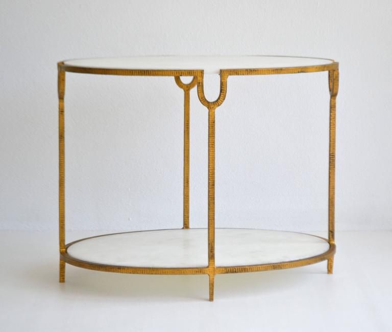 Hollywood Regency Gilt Metal Side Table For Sale at 1stDibs