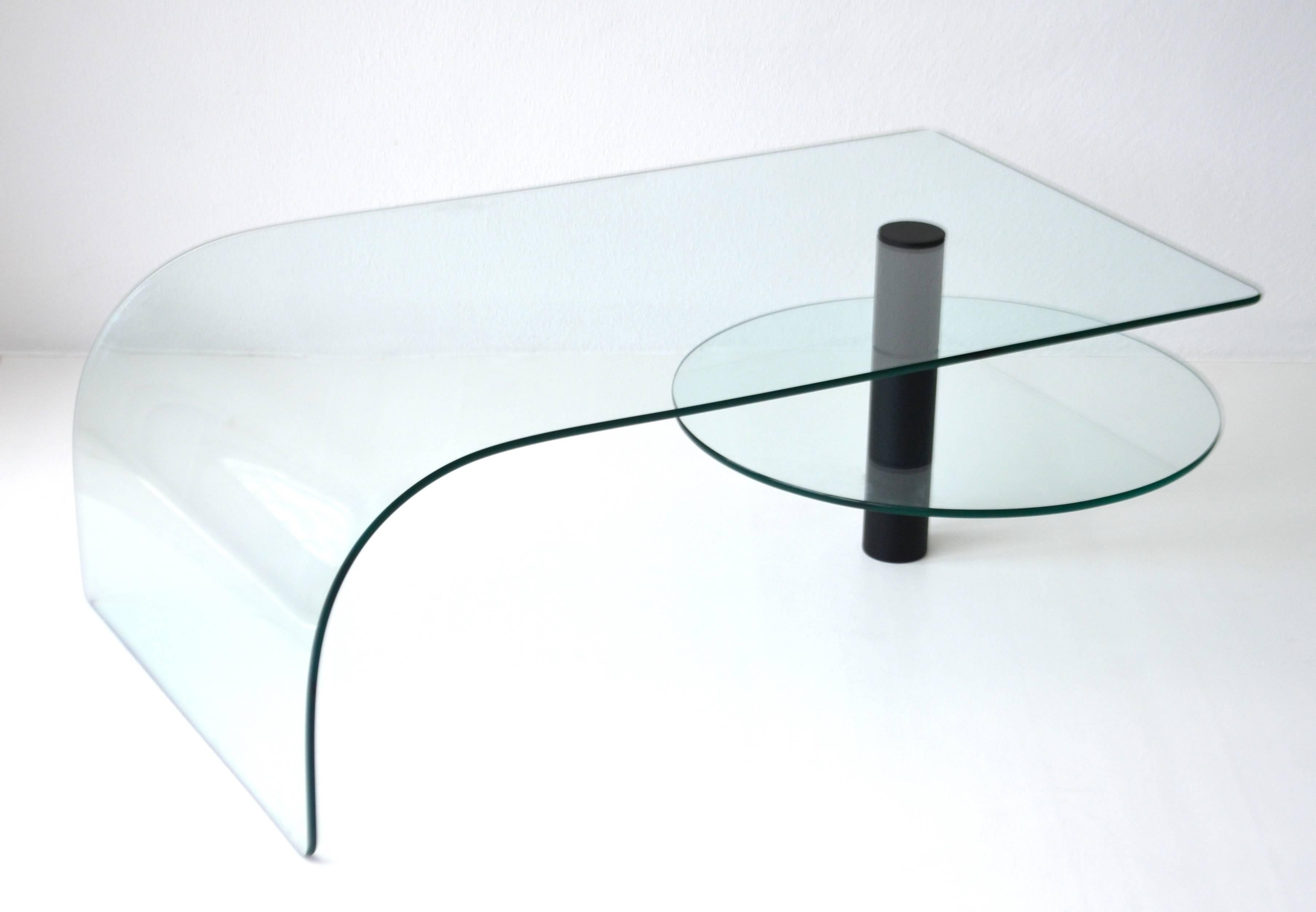 Post-Modern Two-Tier Waterfall Edge Glass Cocktail Table 2