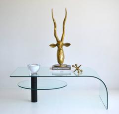 Post-Modern Two-Tier Waterfall Edge Glass Cocktail Table