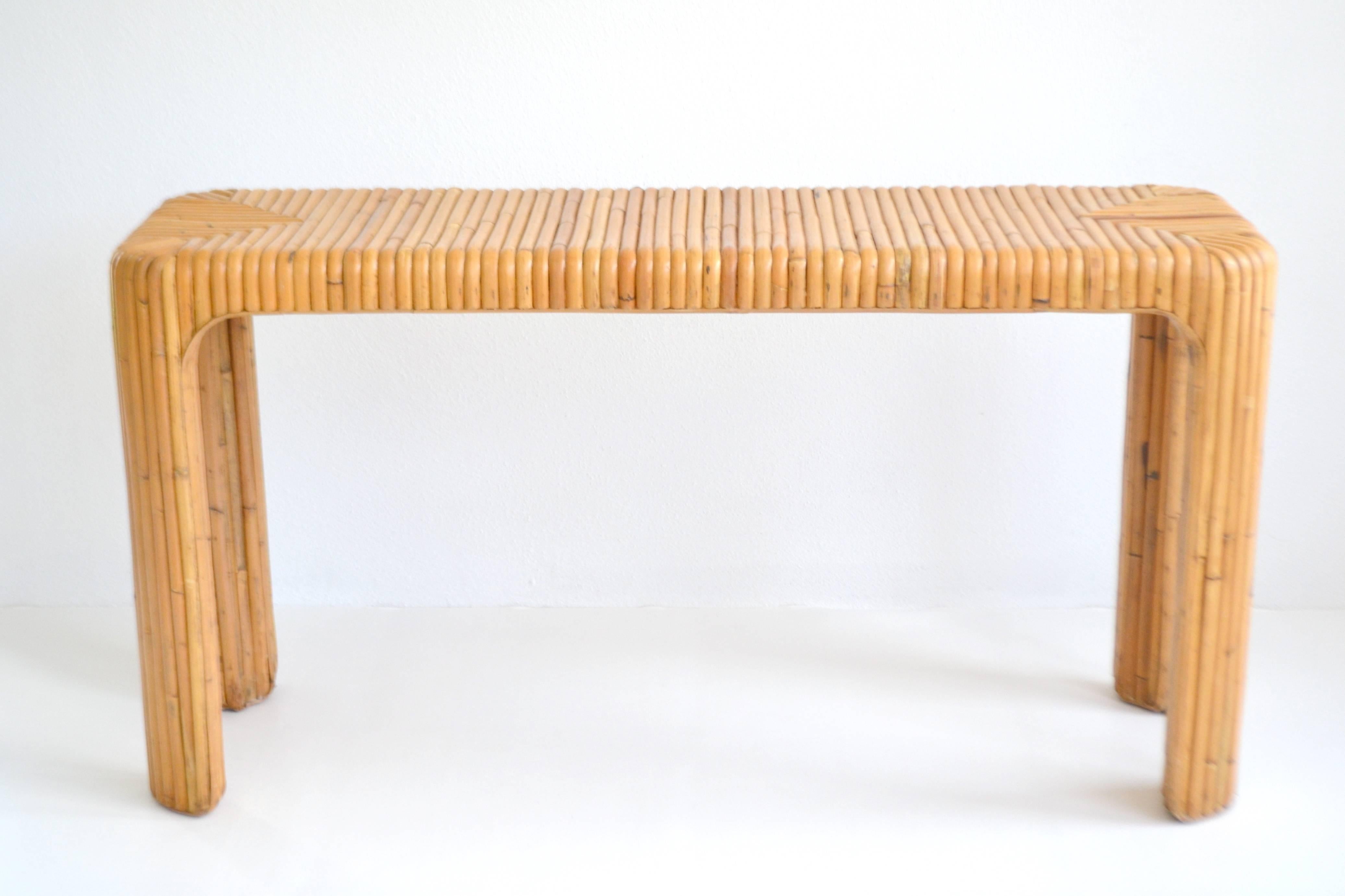American Midcentury Bamboo Console Table