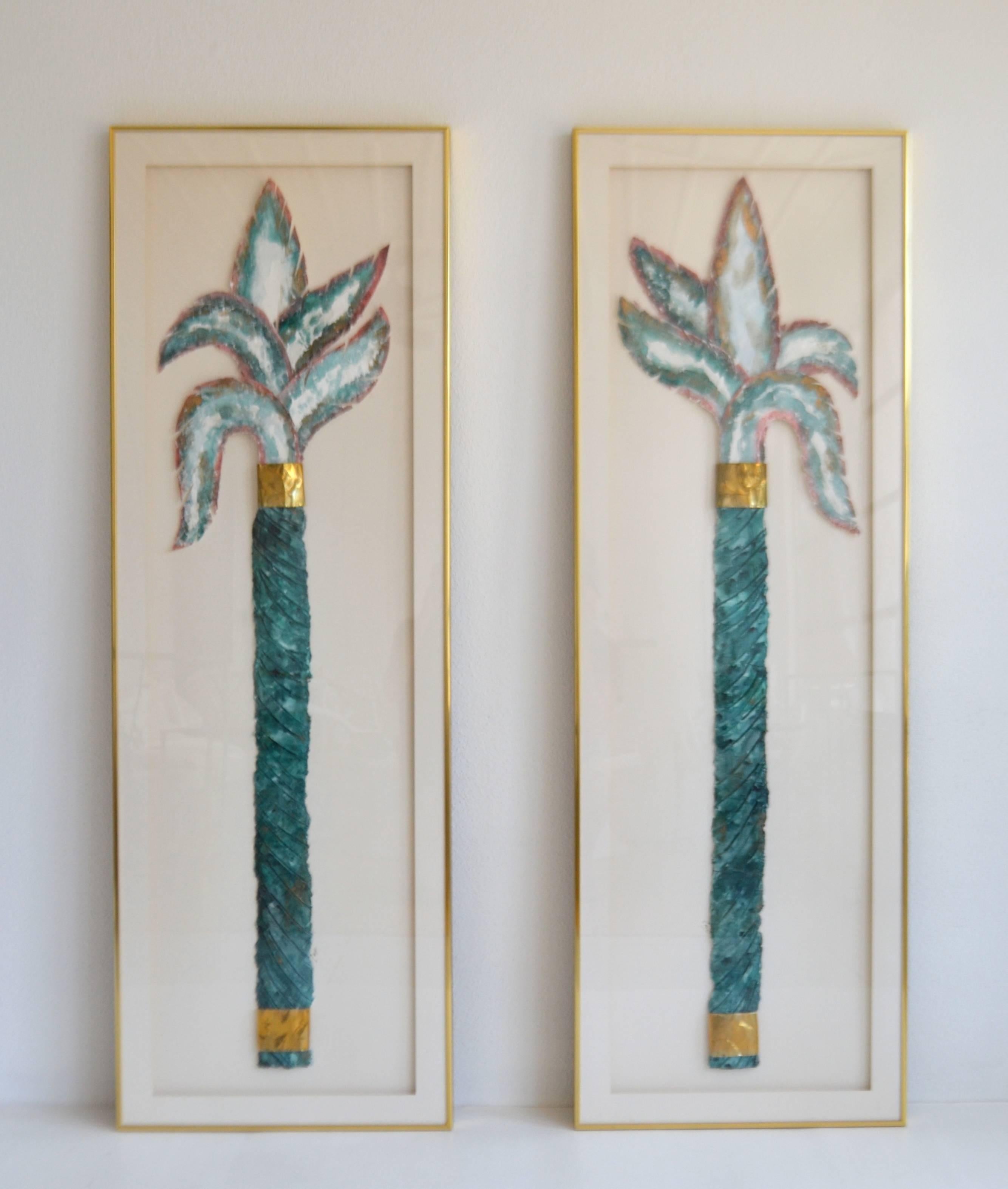Late 20th Century Pair of Post-Modern Mixed Media Decorative Panels For Sale