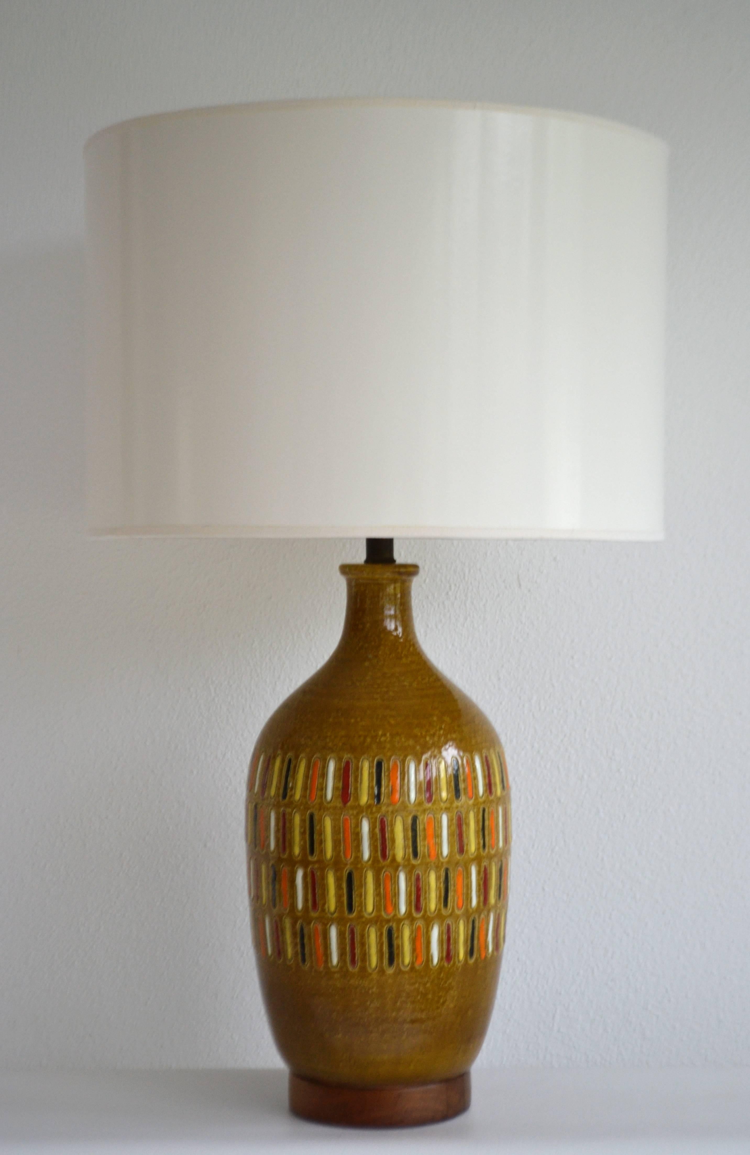Brass Midcentury Italian Ceramic Table Lamp For Sale