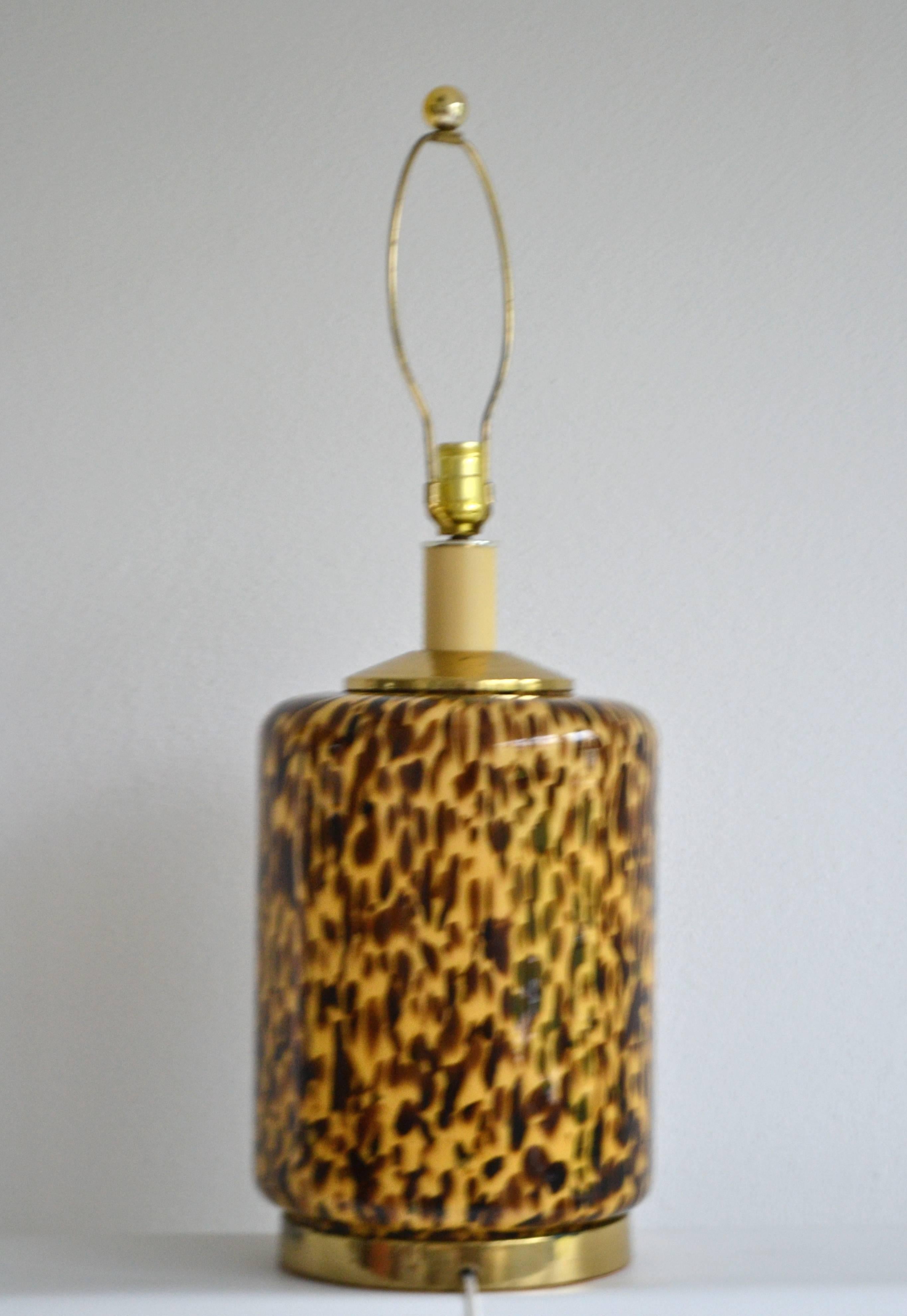 Midcentury Italian Glass Table Lamp In Good Condition In West Palm Beach, FL