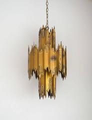 Midcentury Brutalist Torch Cut Chandelier by Tom Greene