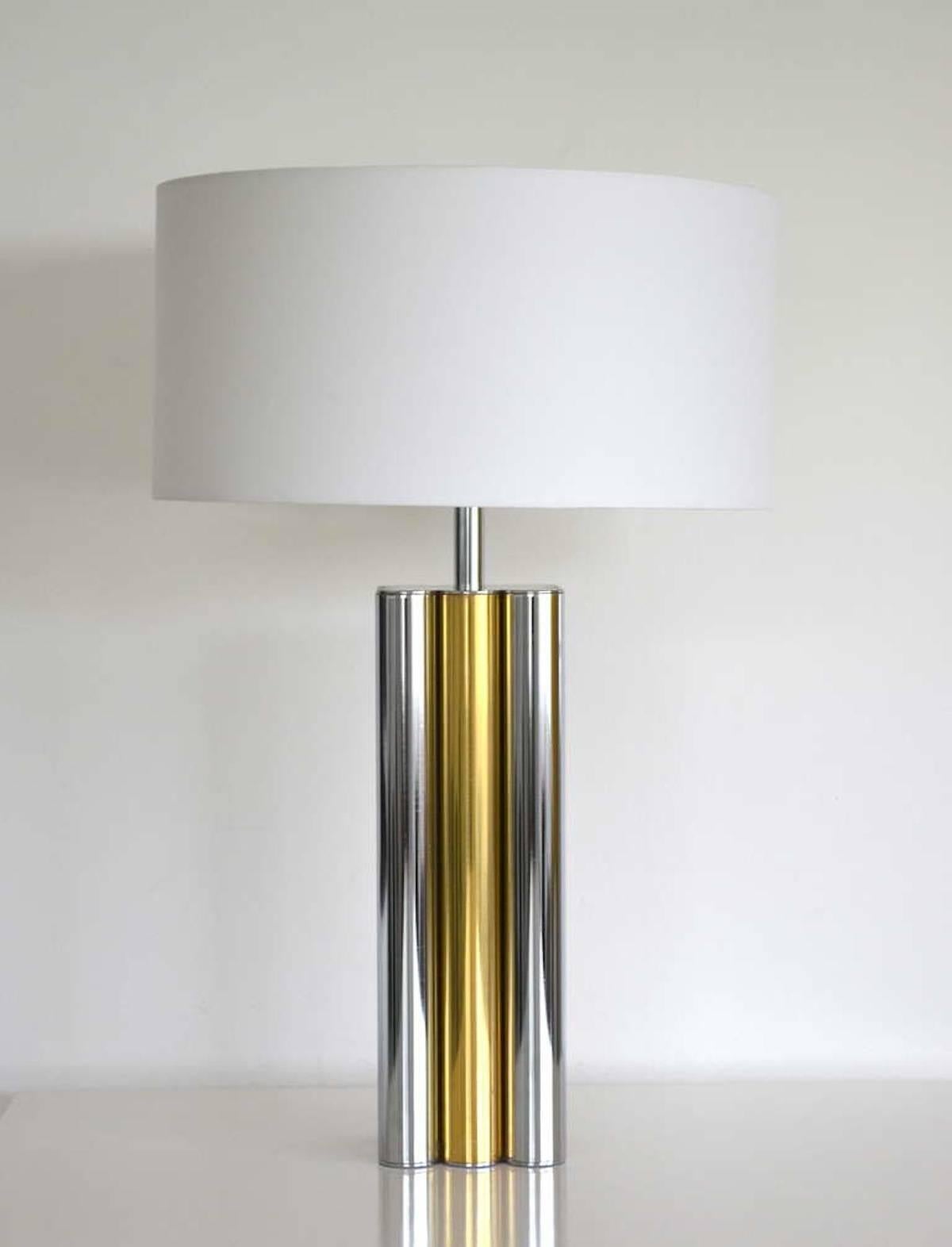 Mid-20th Century Midcentury Chrome and Brass Table Lamp For Sale