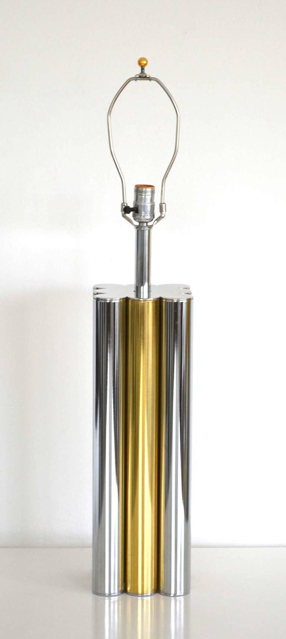 Mid-Century Modern Midcentury Chrome and Brass Table Lamp For Sale