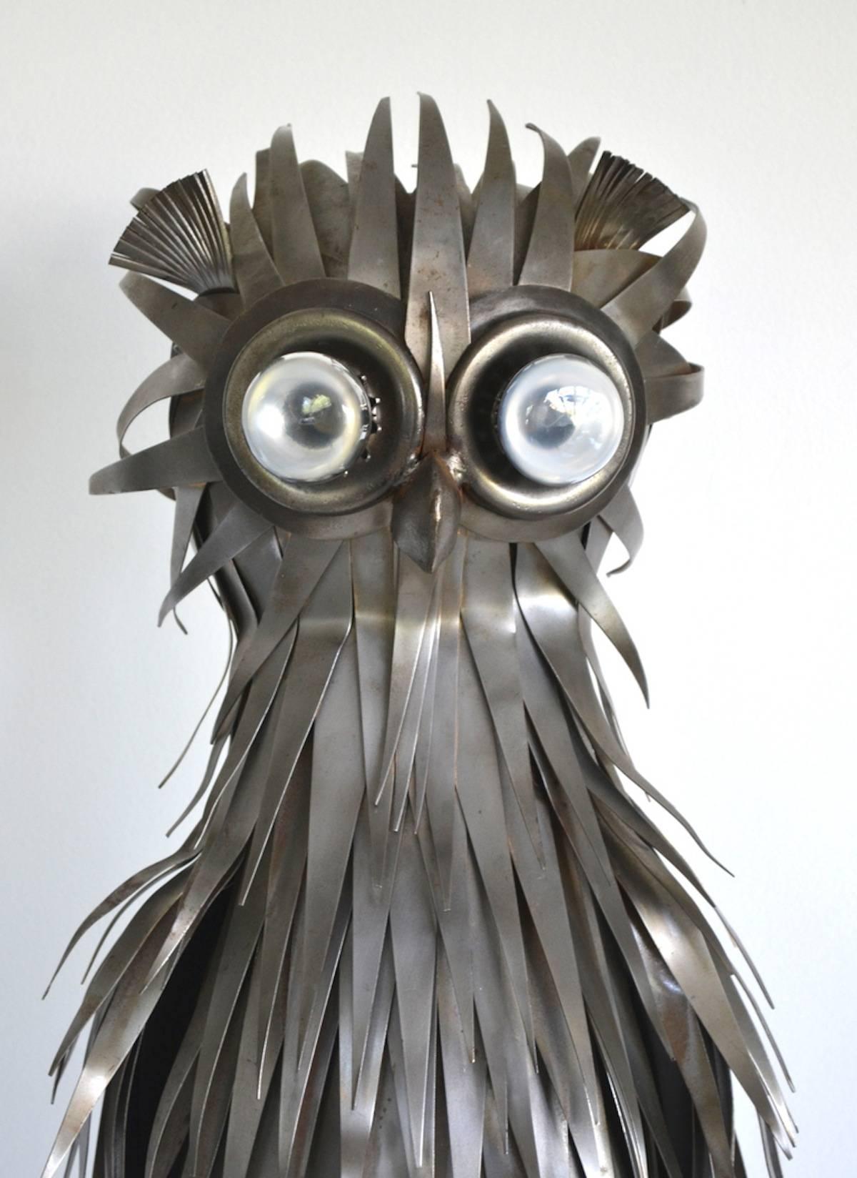 Mid-20th Century Midcentury Brutalist Inspired French Sculptural Owl Form Table Lamp by Jarry For Sale