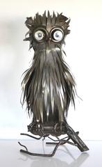 Midcentury Brutalist Inspired French Sculptural Owl Form Table Lamp by Jarry