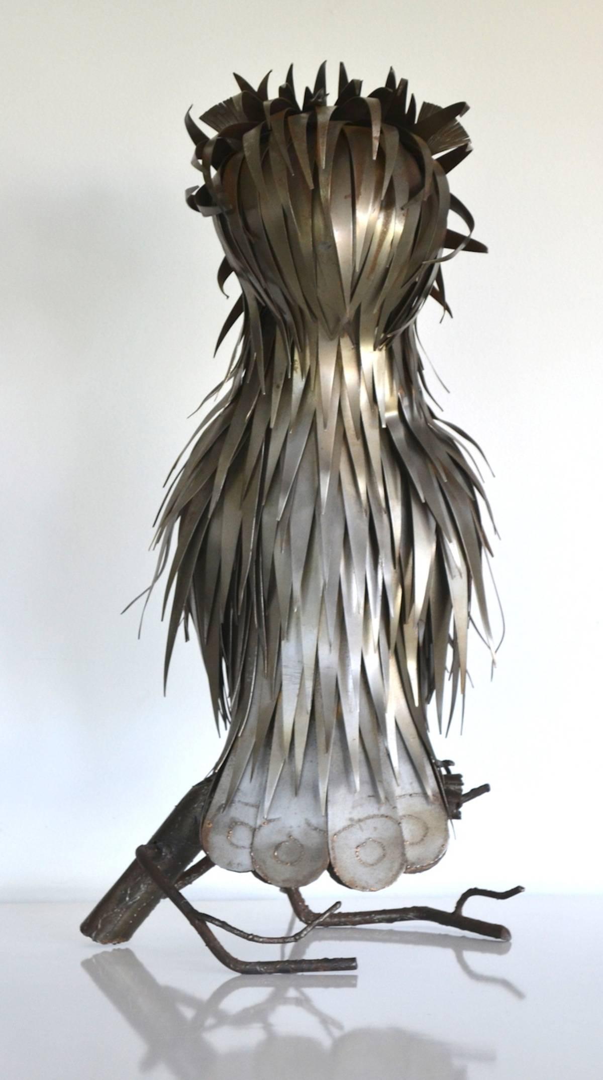 Midcentury Brutalist Inspired French Sculptural Owl Form Table Lamp by Jarry In Good Condition For Sale In West Palm Beach, FL