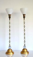 Pair of Hollywood Regency Blown Glass Table Lamps