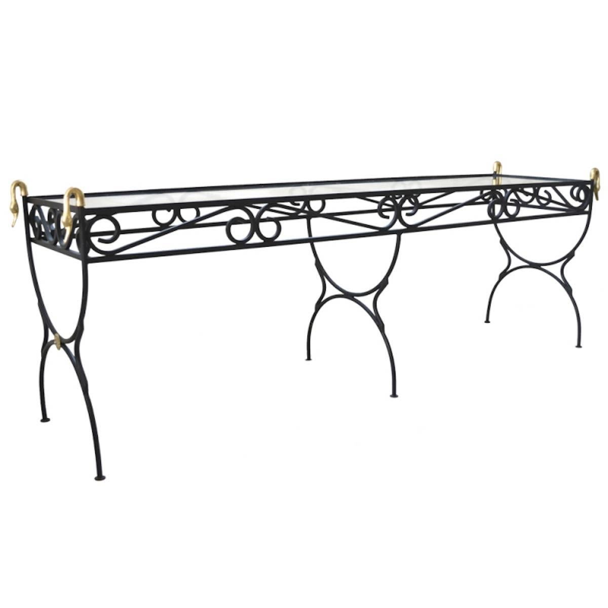 Hollywood Regency Wrought Iron Console Table For Sale 2