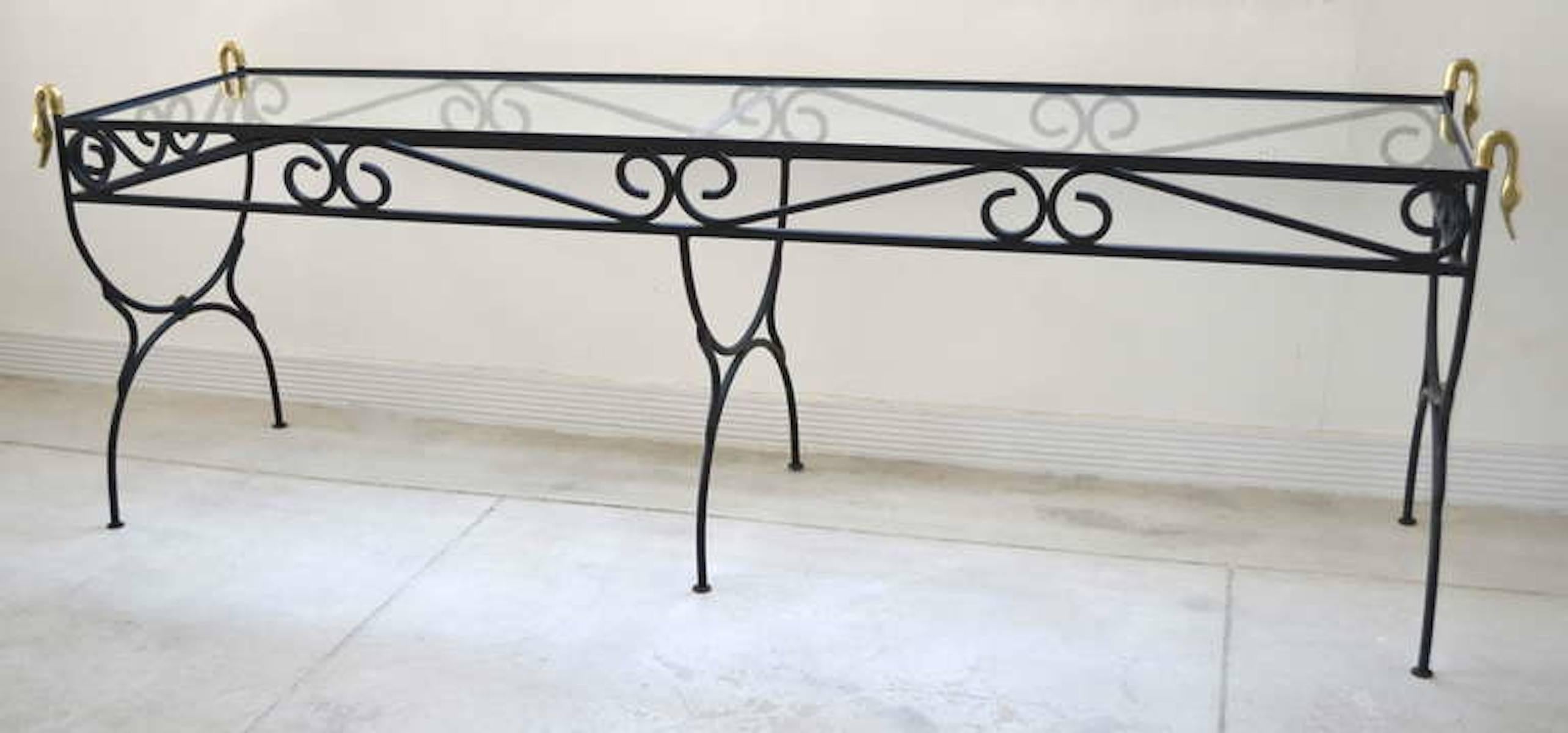 Mid-20th Century Hollywood Regency Wrought Iron Console Table For Sale