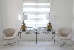 Hollywood Regency Wrought Iron Console Table