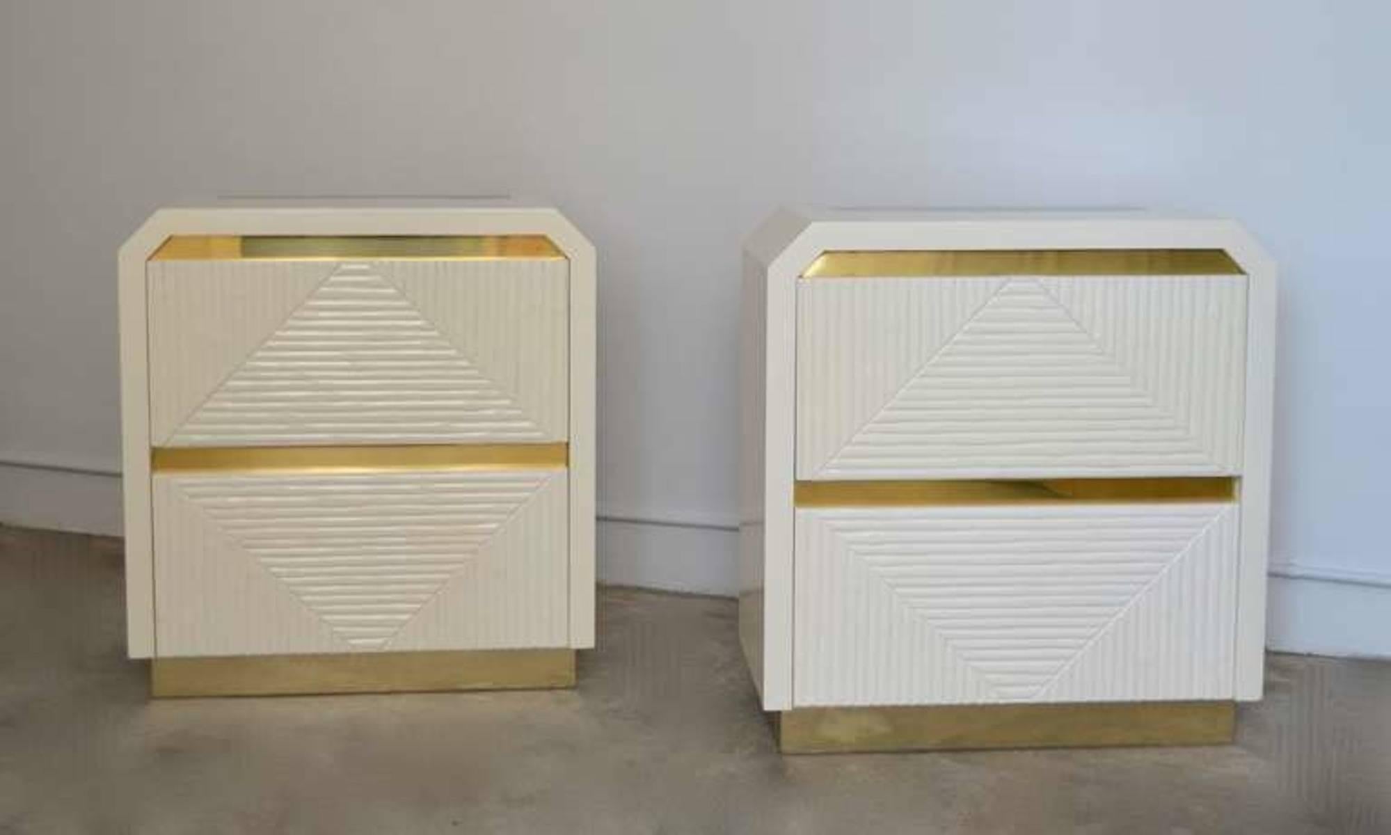 American Pair of Post-Modern Faux Bamboo Side Tables For Sale