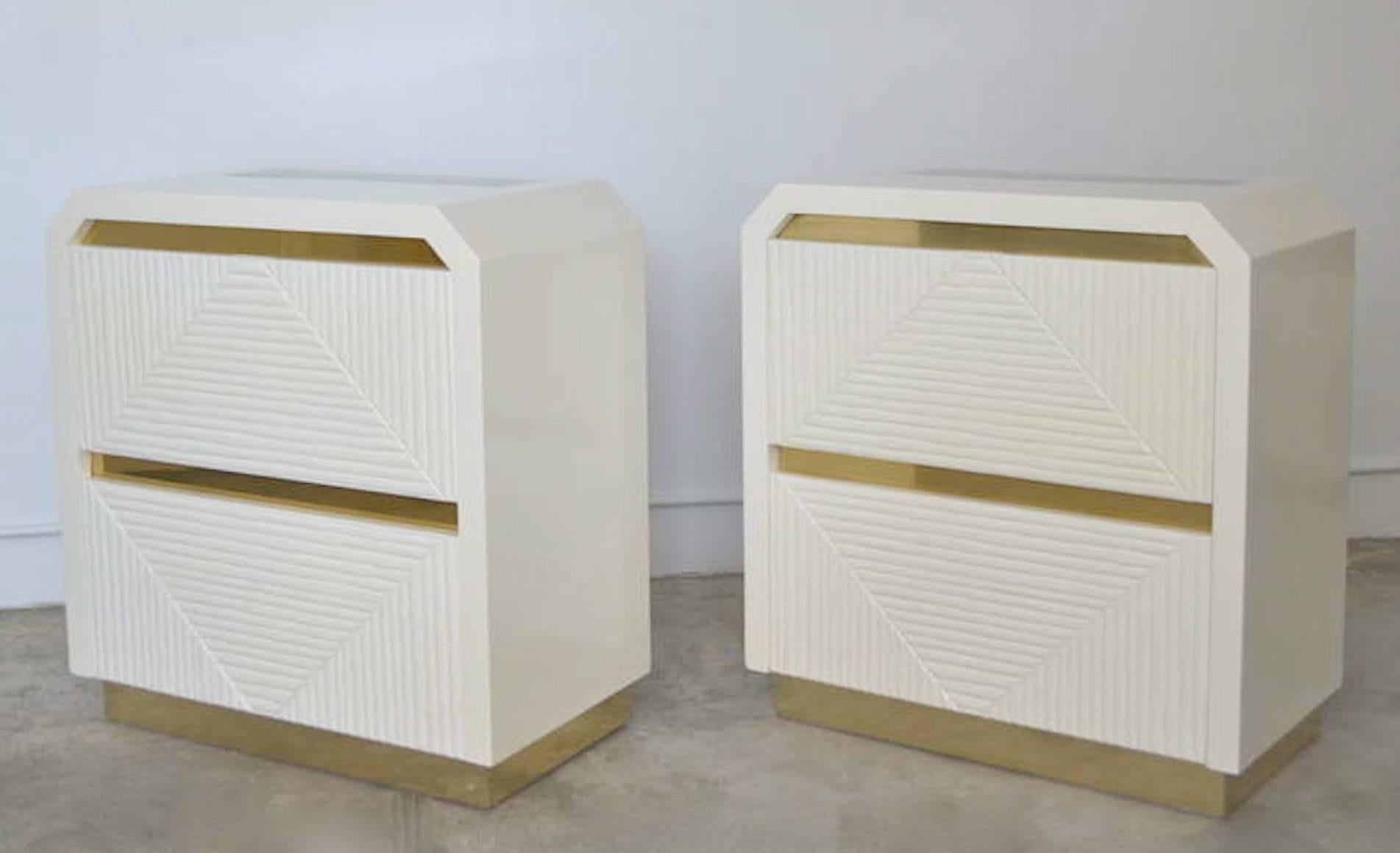 Pair of Post-Modern Faux Bamboo Side Tables For Sale 1