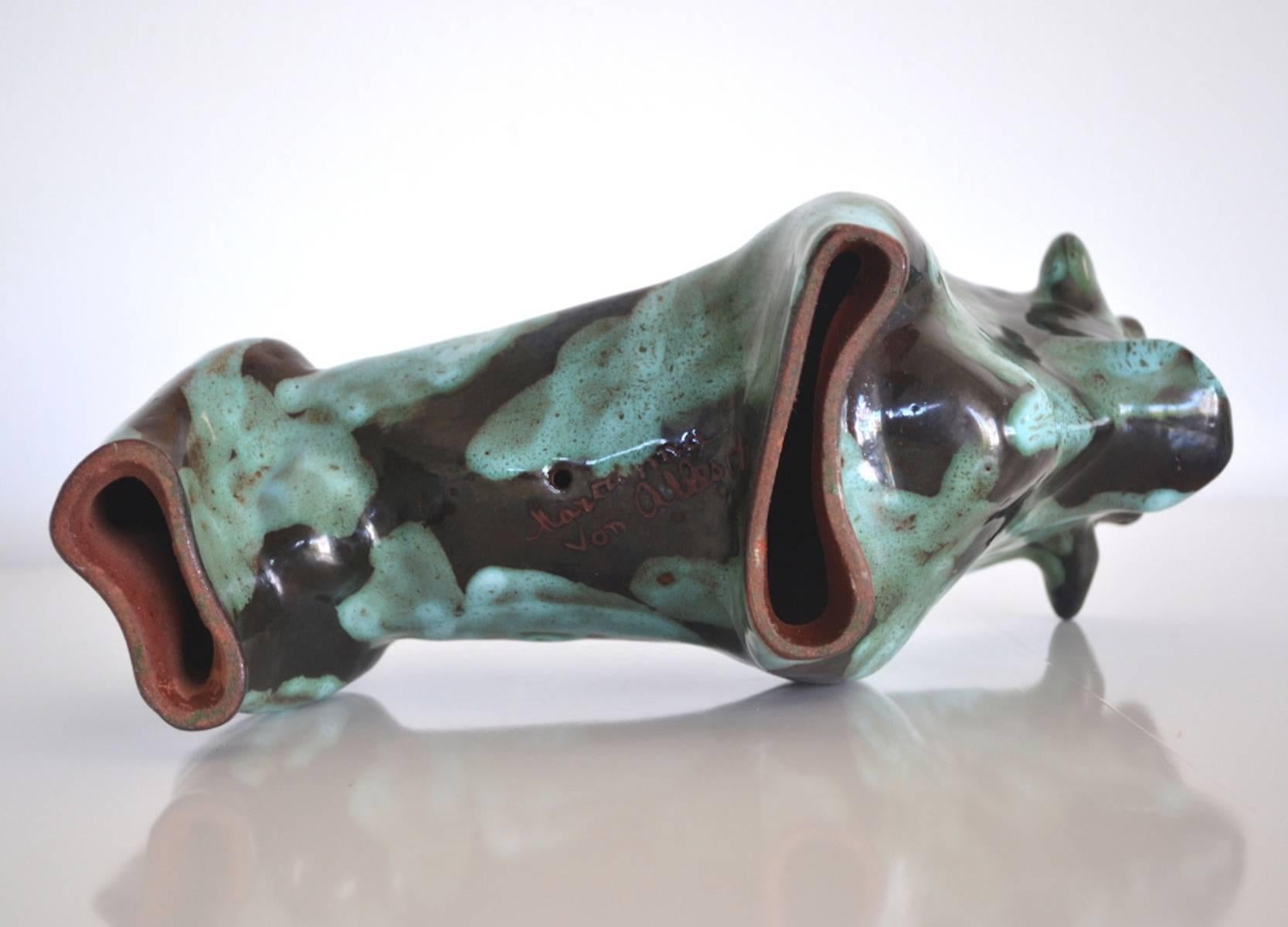 Mid-20th Century Mid-Century Ceramic Bull Sculpture by Marianna von Allesch For Sale