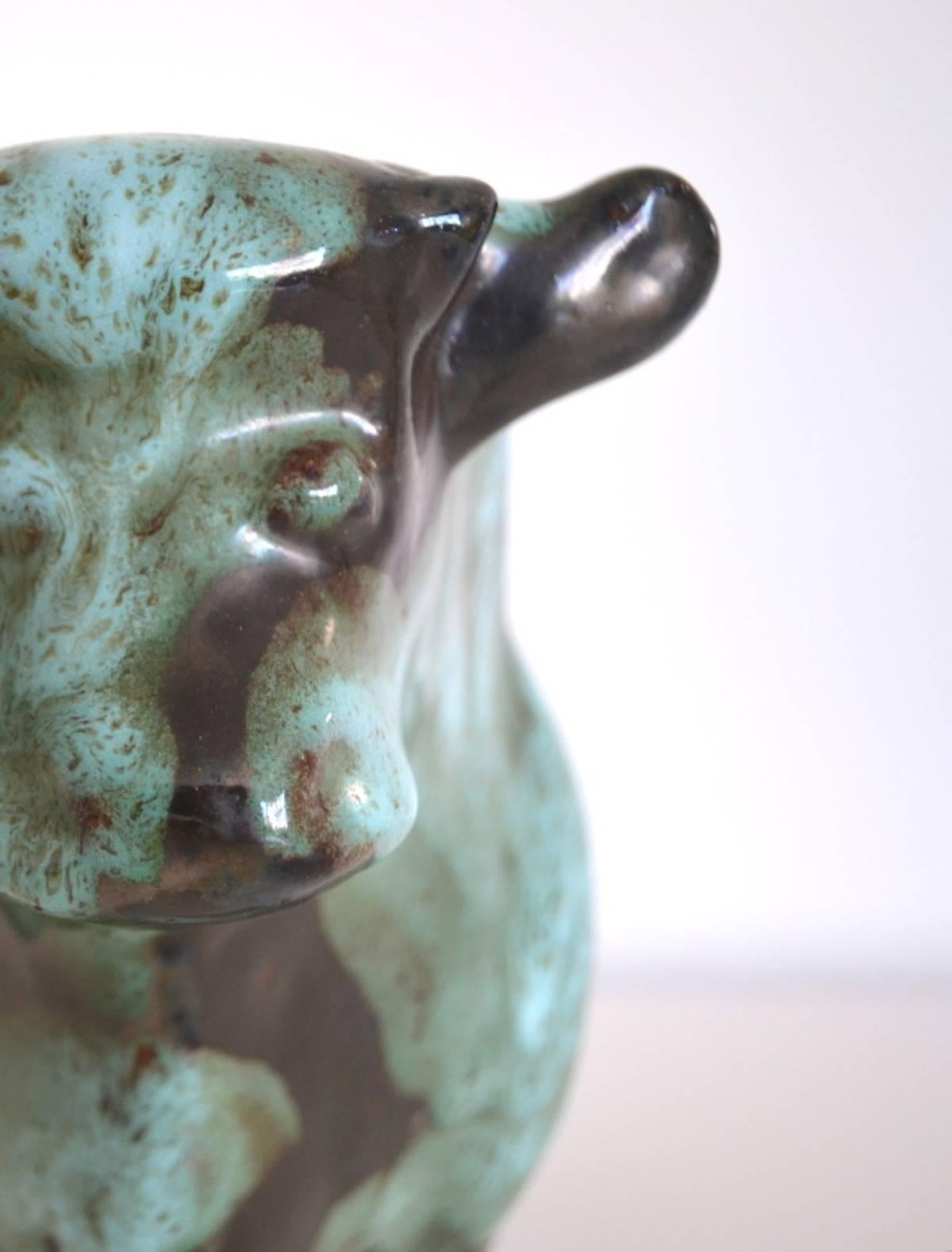 American Mid-Century Ceramic Bull Sculpture by Marianna von Allesch For Sale