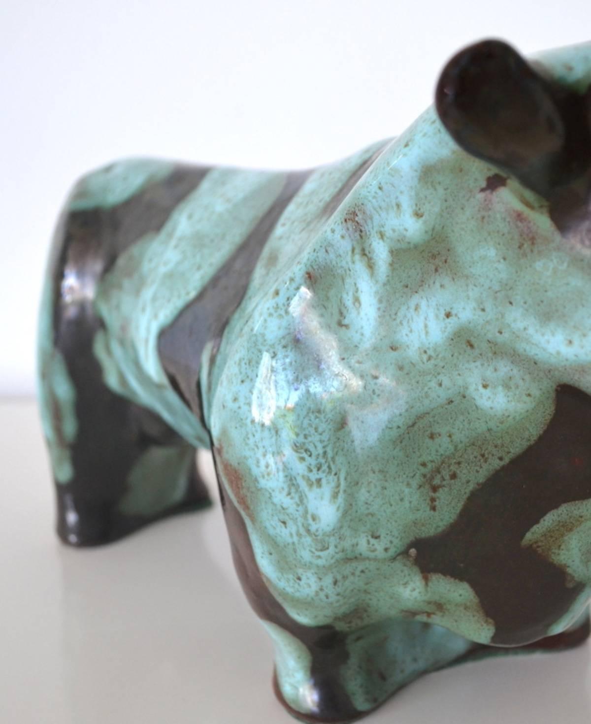 Mid-Century Ceramic Bull Sculpture by Marianna von Allesch In Good Condition For Sale In West Palm Beach, FL