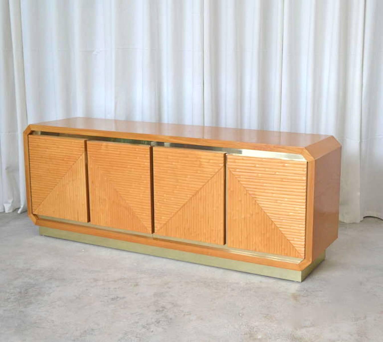 American Post-Modern Faux Bamboo Sideboard  For Sale