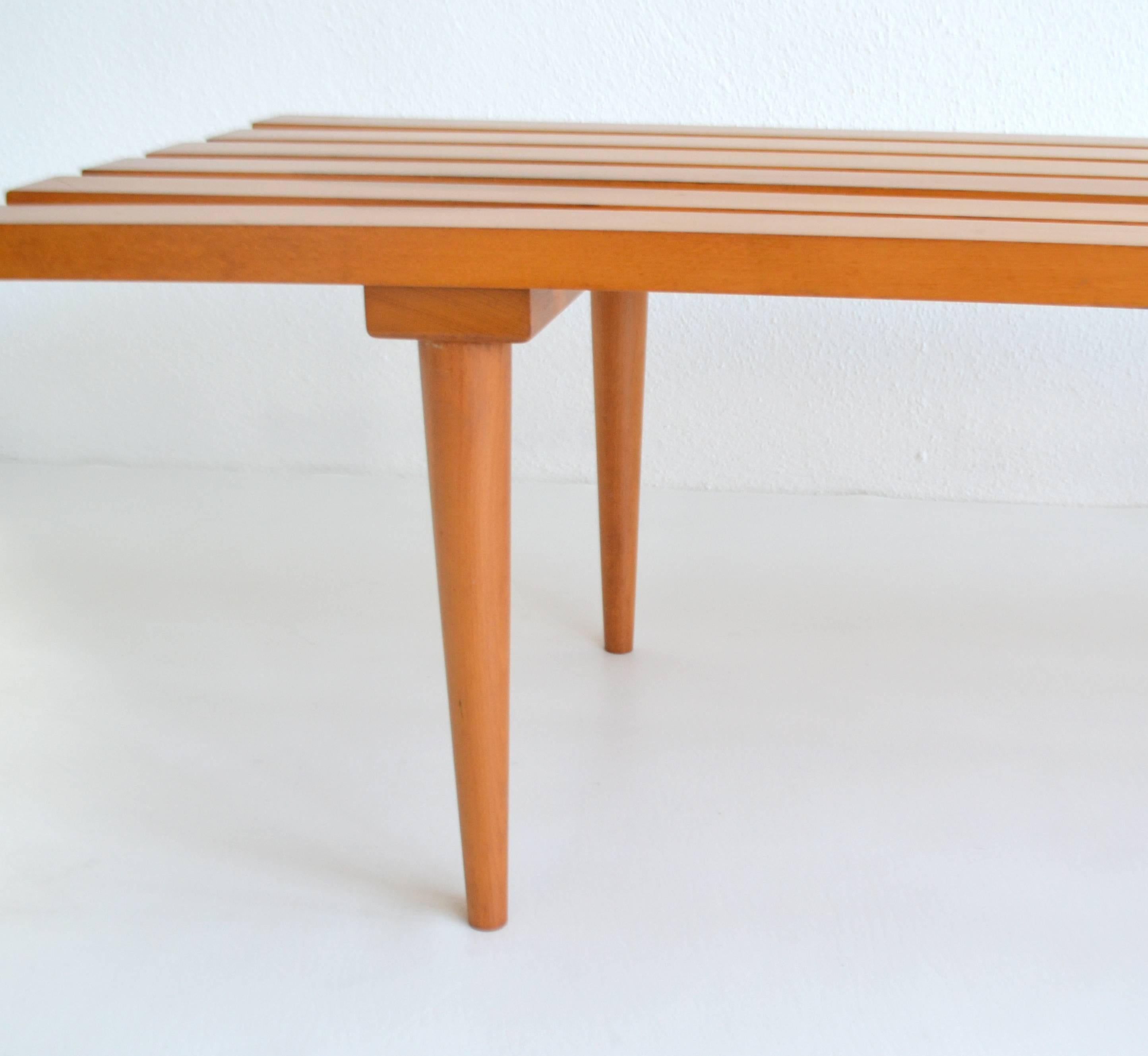 Mid-Century Modern Midcentury Wood Slat Bench For Sale