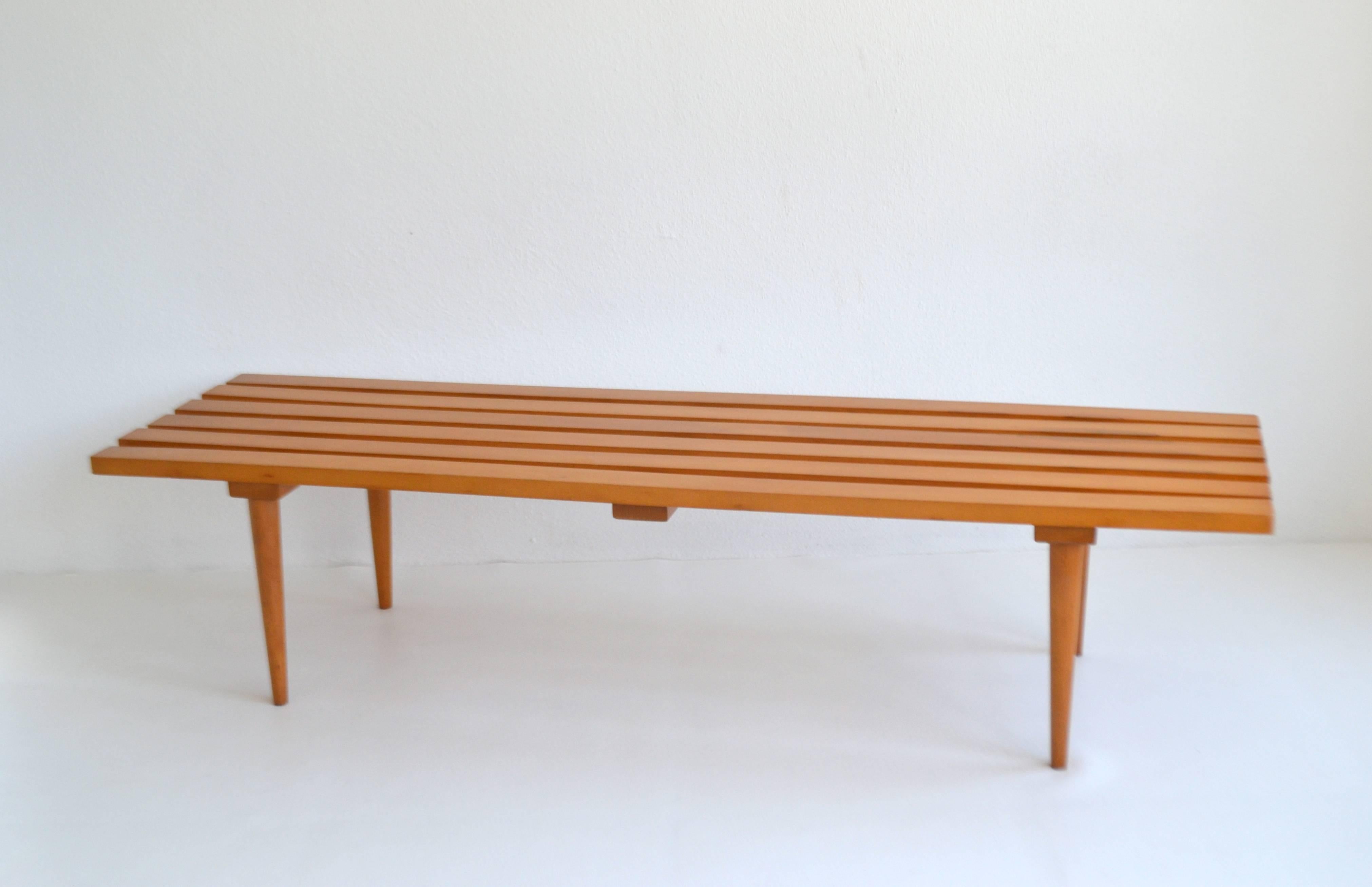 wooden slat bench