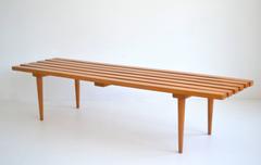 Midcentury Wood Slat Bench