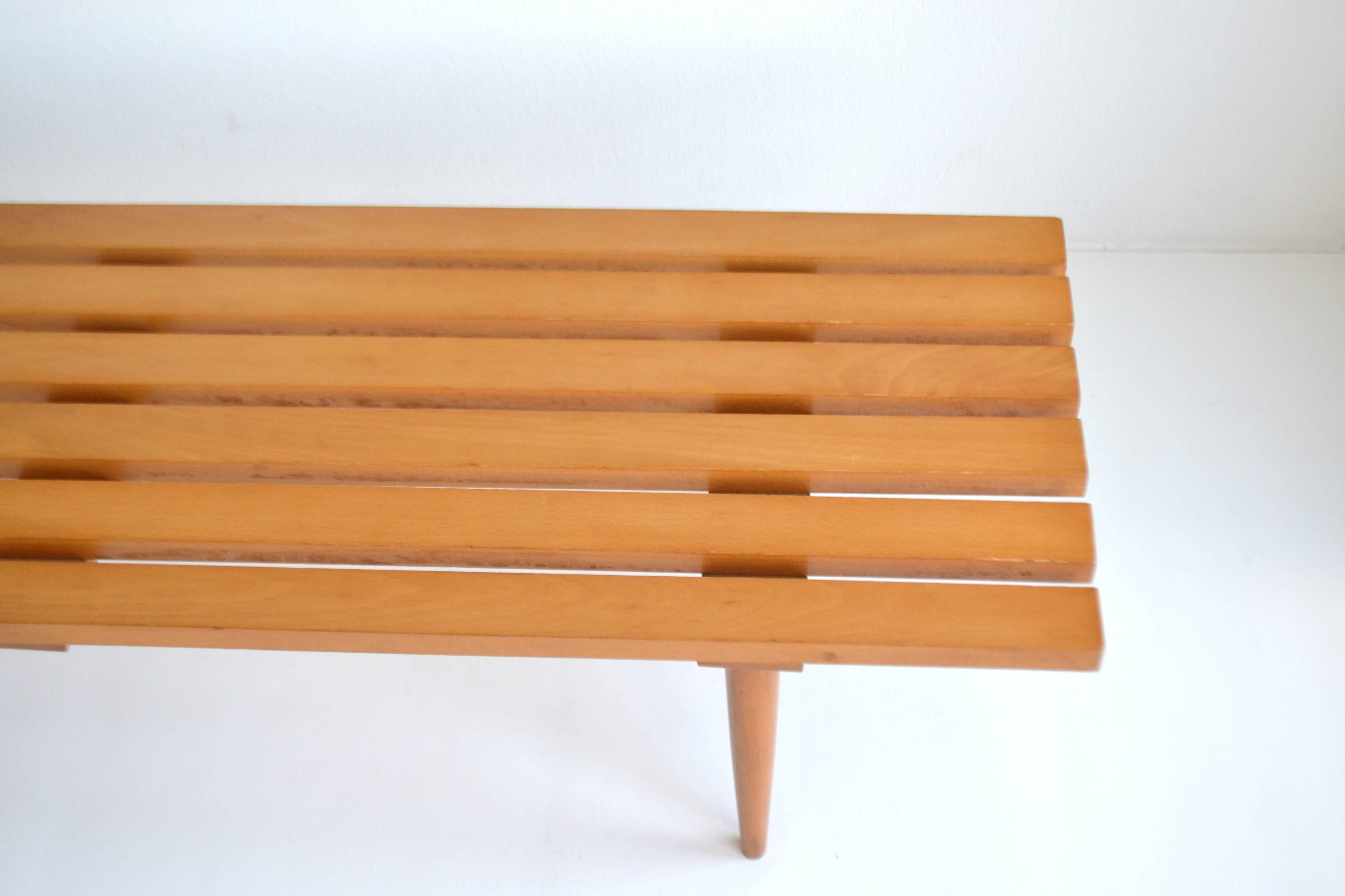 Mid-20th Century Midcentury Wood Slat Bench For Sale